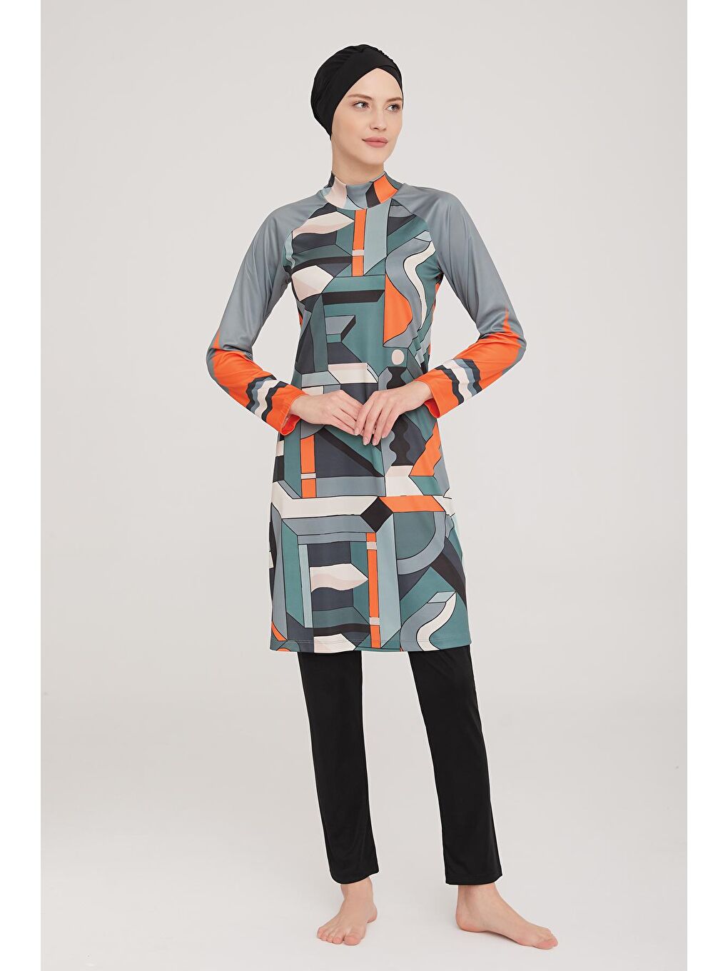 Elastanlı Tam Kapalı Tesettür Mayo Rıgel 9023 Siyah-1