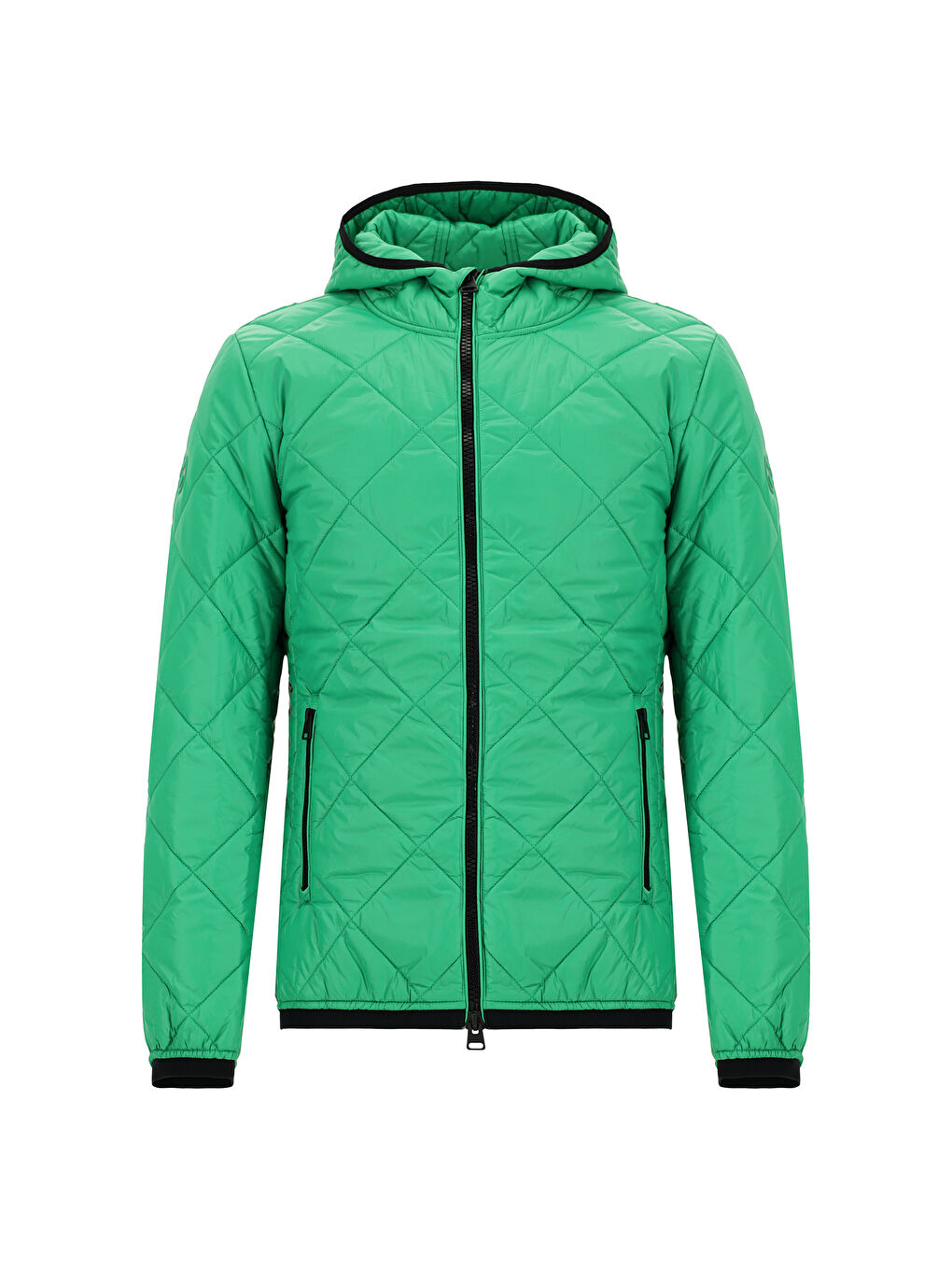 Yeşil Kapüşonlu Kapitone Spor Şişme Mont-7