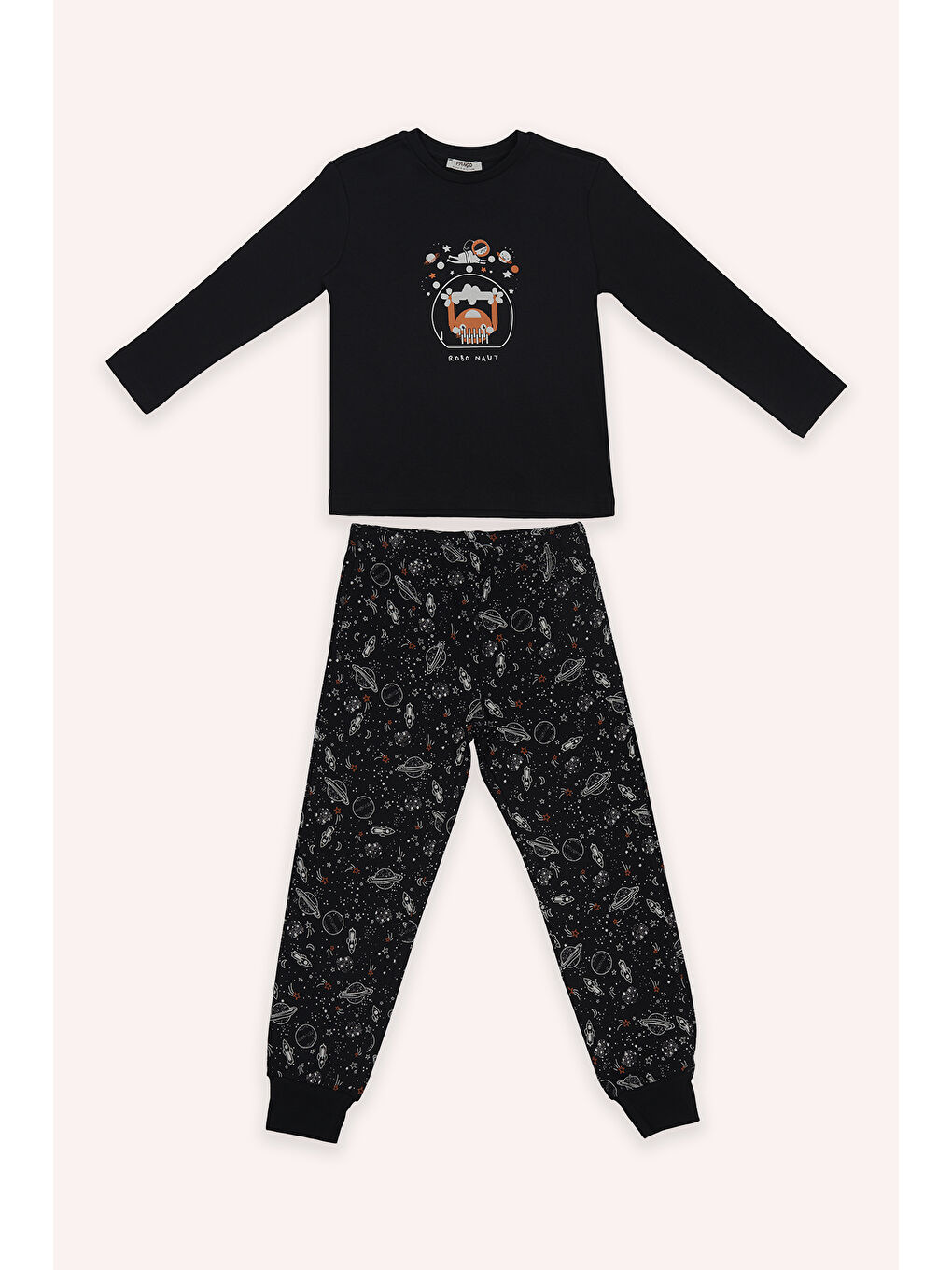 Siyah Erkek Çocuk Uzay Baskılı Pijama Takımı