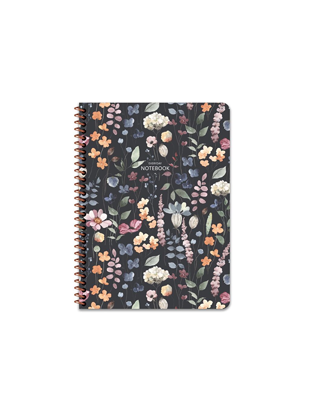 16.5x22.5 Kareli Defter Çiçek - Siyah