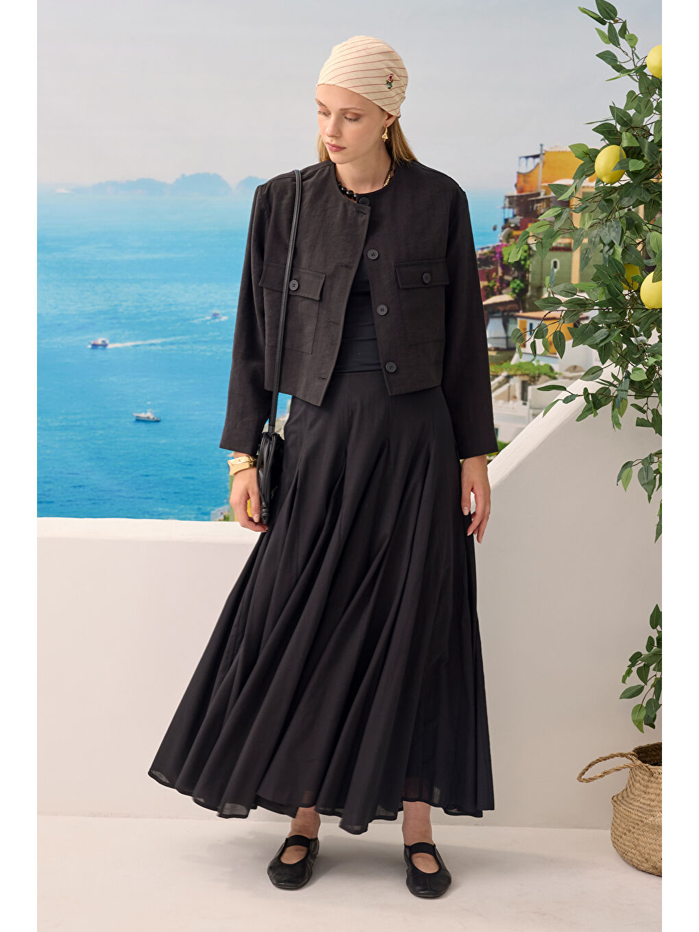 Modal Crop Ceket Siyah-2