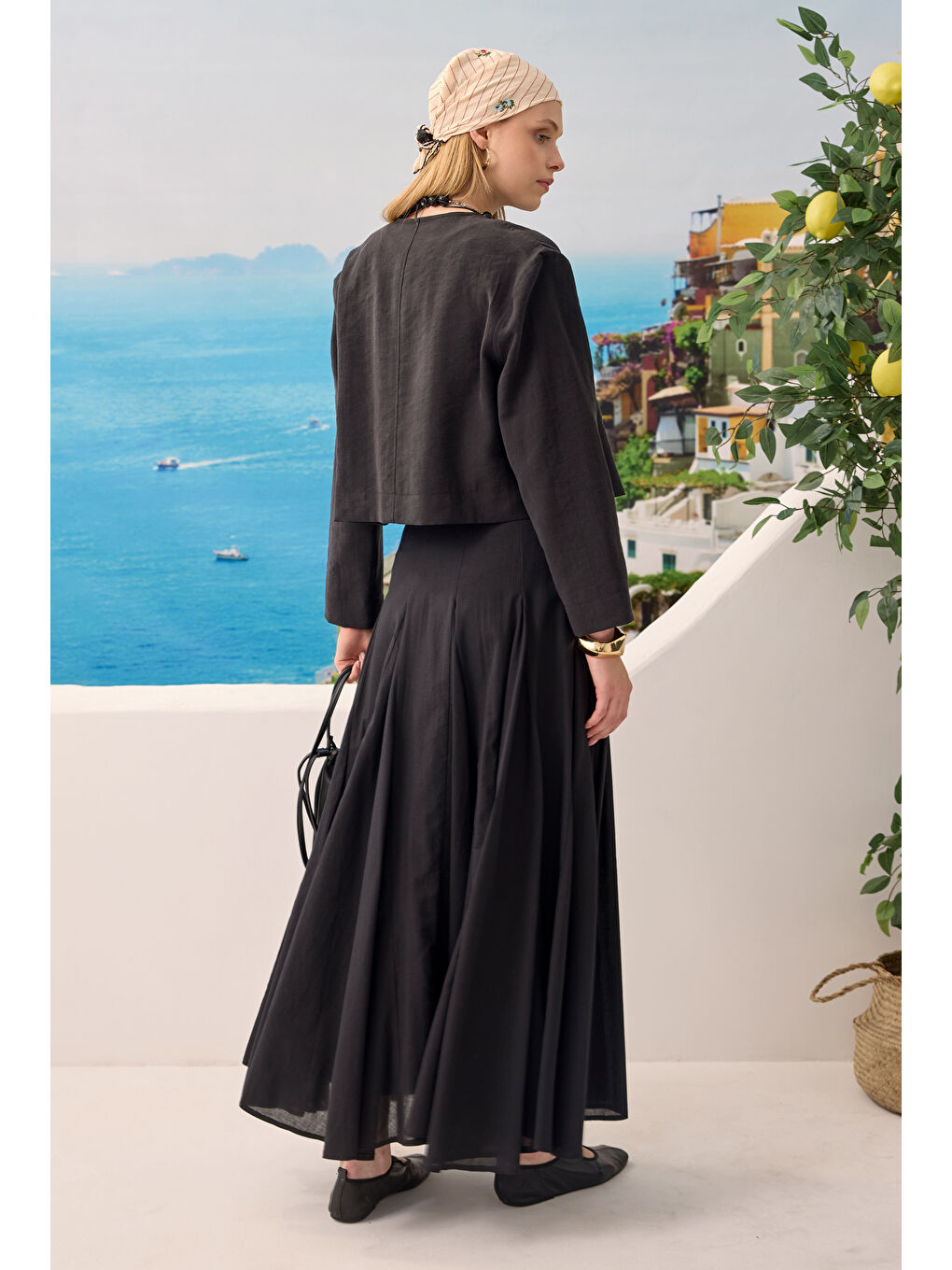 Modal Crop Ceket Siyah-4