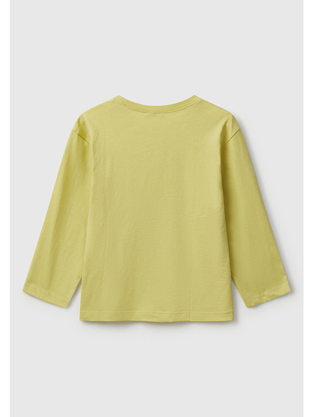 Sarı Erkek Çocuk Hardal Organik Pamuklu Önü Logo Baskılı Uzun Kollu Jarse T-shirt-1