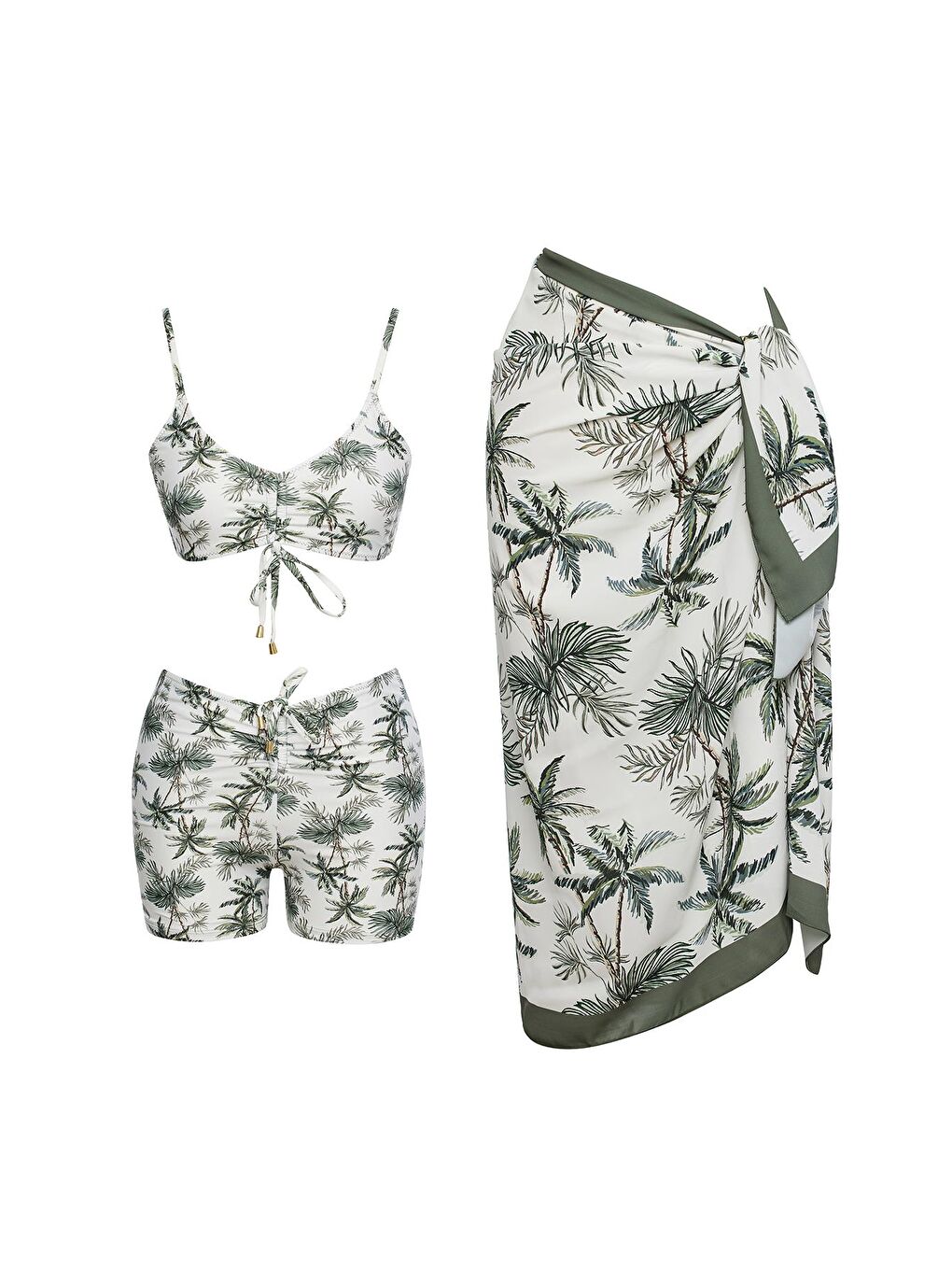 Beyaz Pareolu Toparlayıcı Şortlu Takım