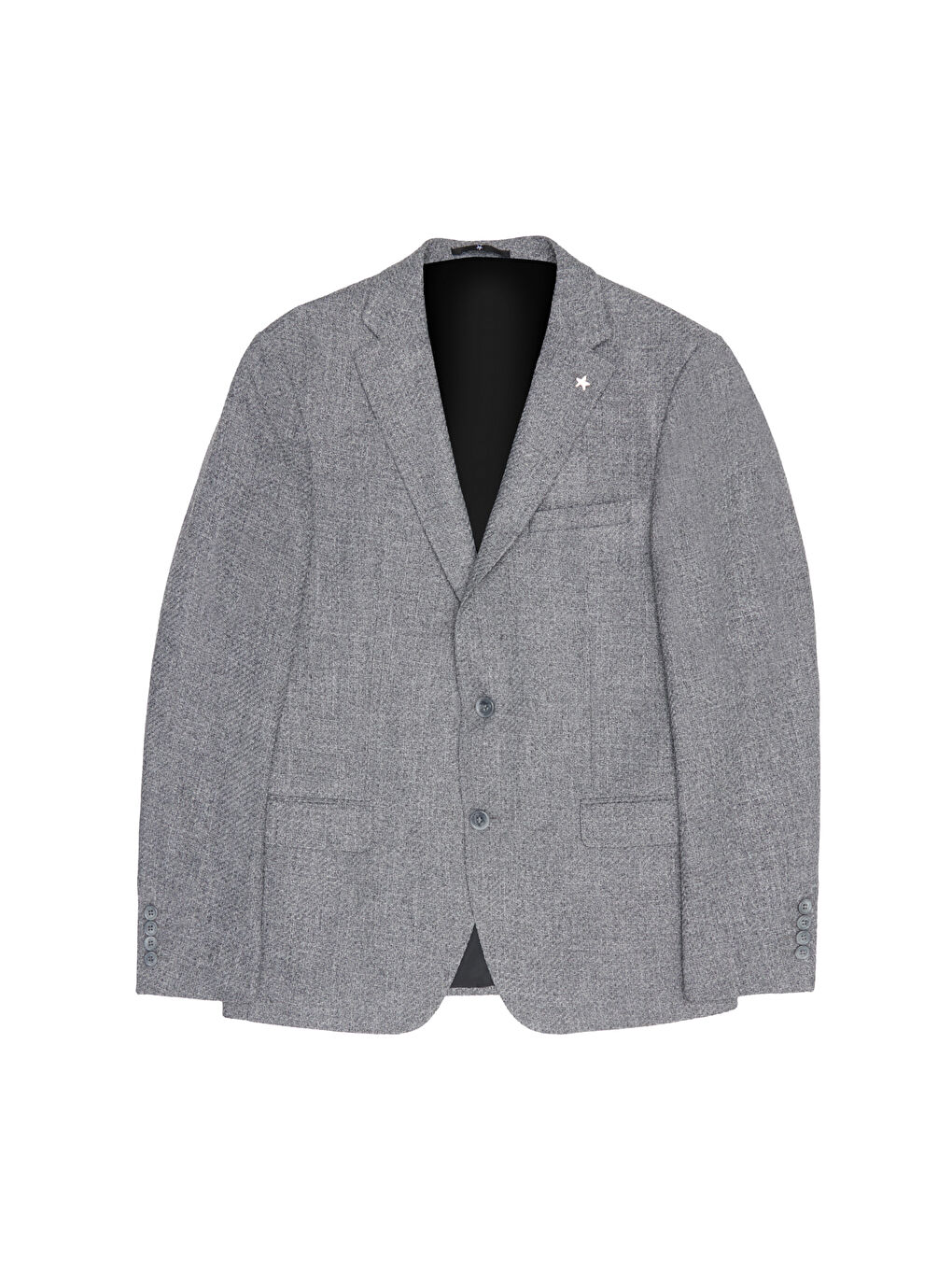 Erkek Gri Slim Fit Dar Kesim Mono Yaka Armürlü Ceket-6