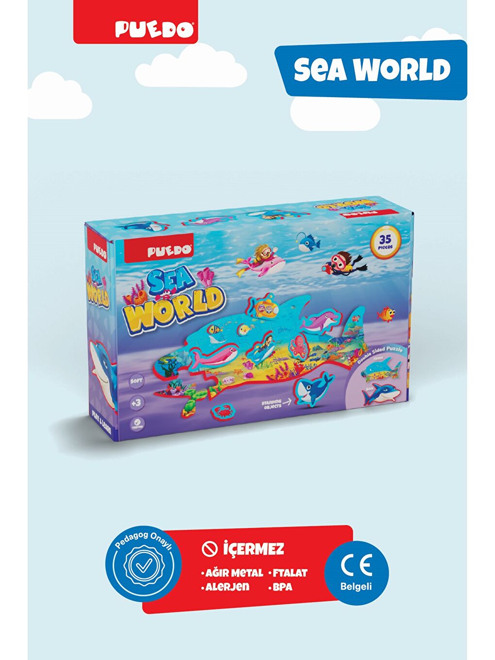 Puedo Karışık Çift Taraflı Puzzle - Deniz Canlıları - 7