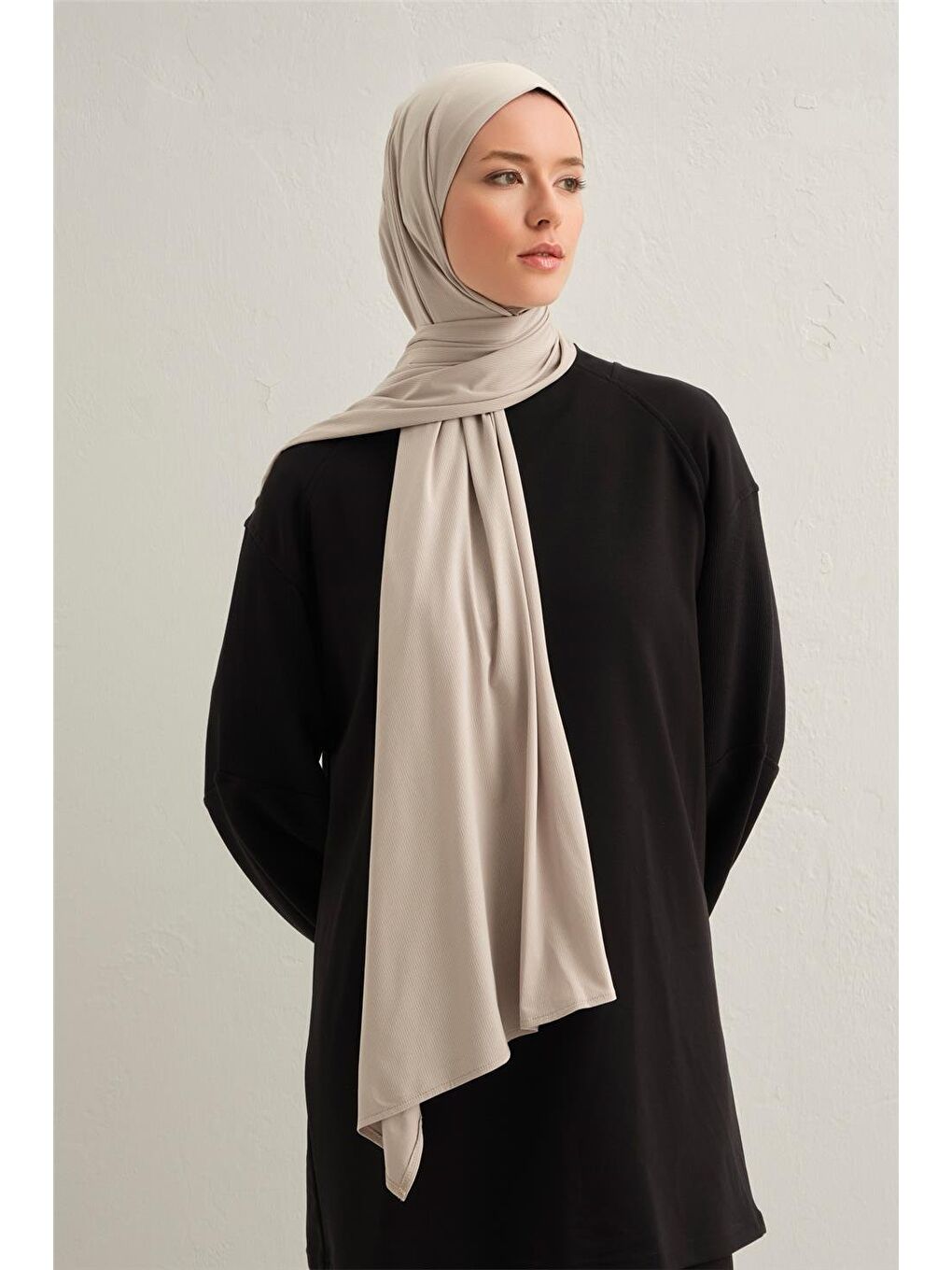 Bej Bant Detaylı Active Şal Ort500 Taş-1