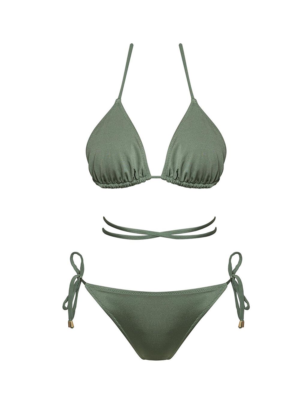 Petrol Brezilya Üçgen İpli Bikini Takım