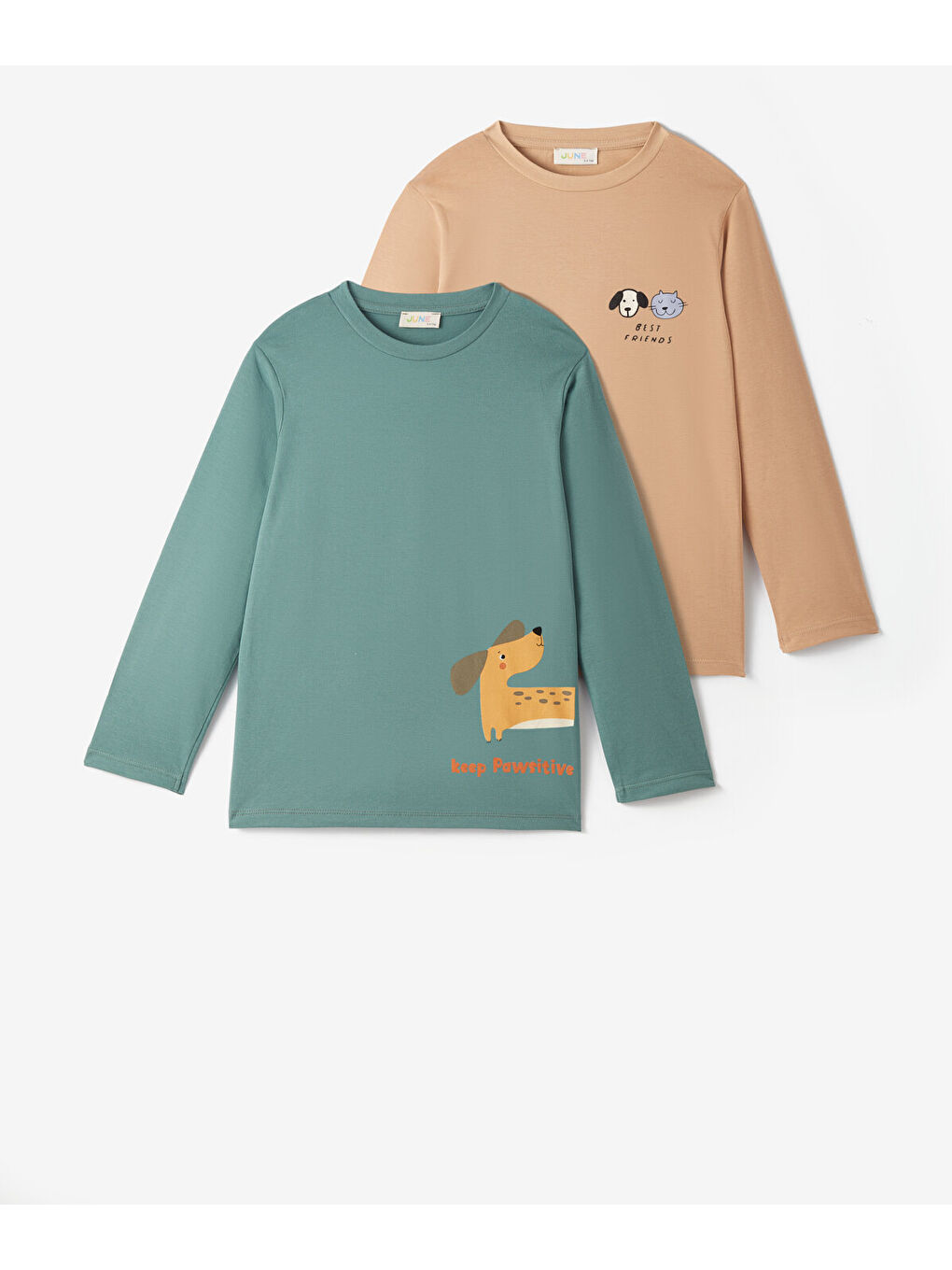 June Yeşil Erkek Çocuk 2li Baskılı Sweatshirt