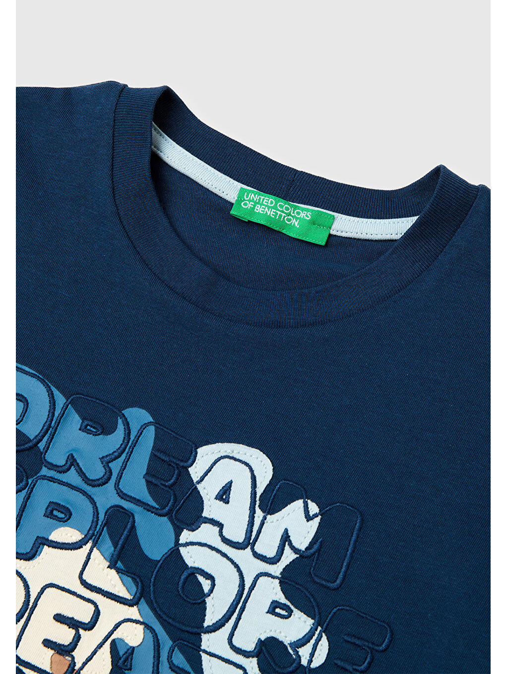 Erkek Çocuk Koyu Lacivert Etek Ucu Etiketli Baskılı Bisiklet Yaka T-Shirt-2