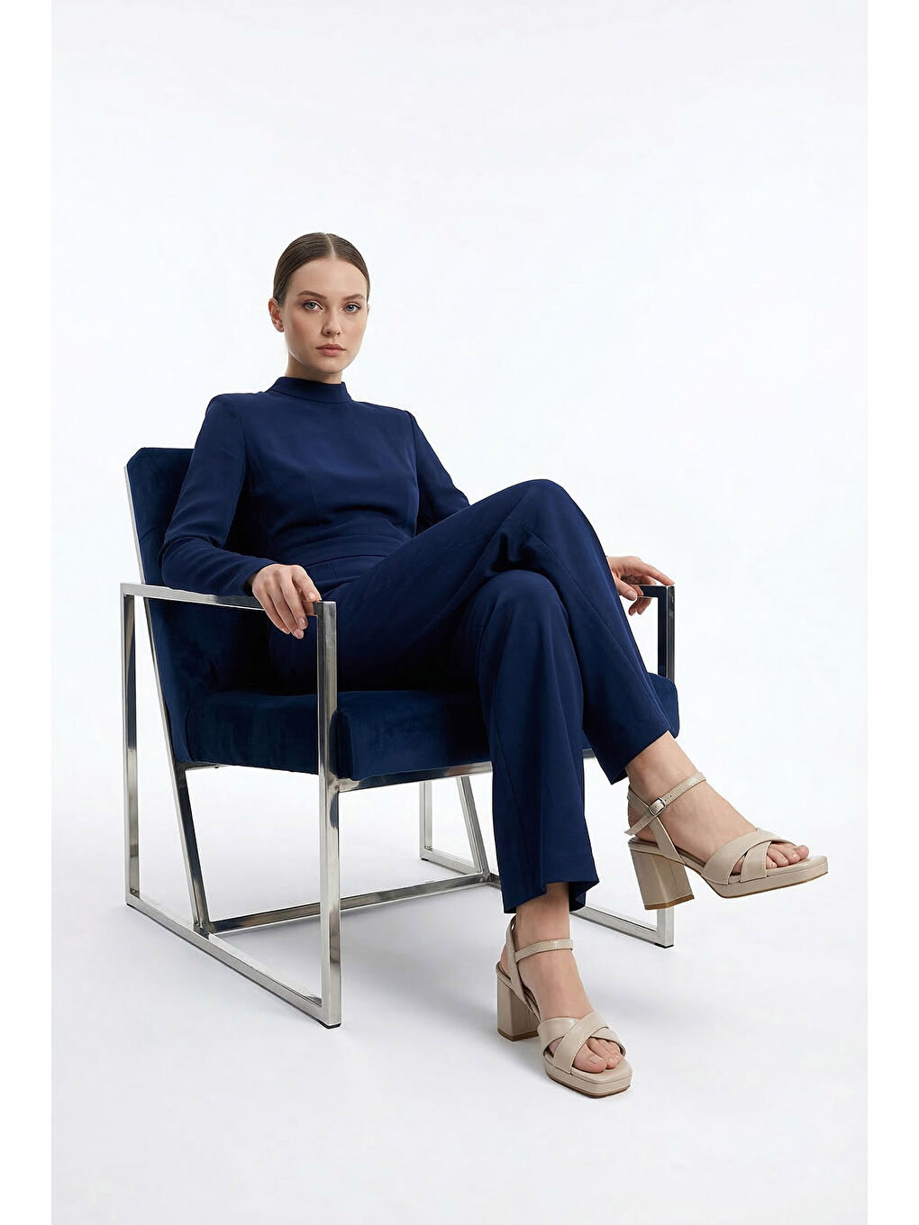 Bej Kadın BEJ-TEN RENGİ Bilekten Bağlı Platform Topuklu Sandalet-2