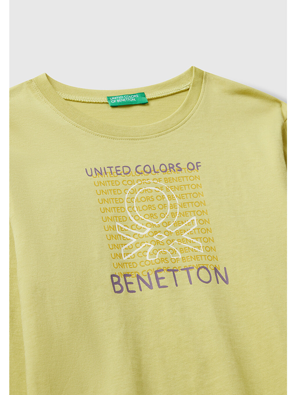 Sarı Erkek Çocuk Hardal Organik Pamuklu Önü Logo Baskılı Uzun Kollu Jarse T-shirt-2