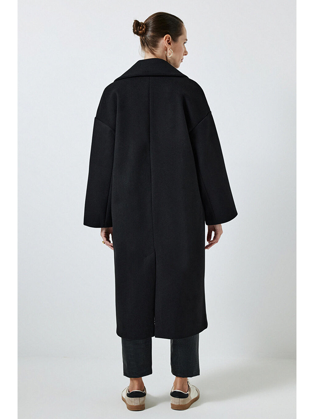 Siyah Oversıze Kaşe Kaban-3