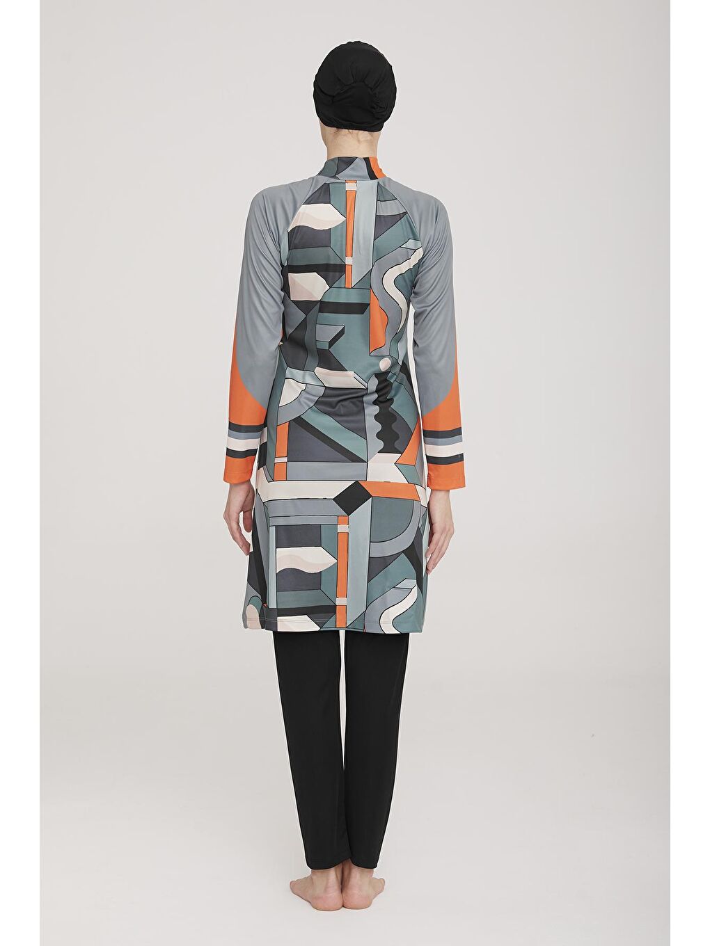 Elastanlı Tam Kapalı Tesettür Mayo Rıgel 9023 Siyah-4