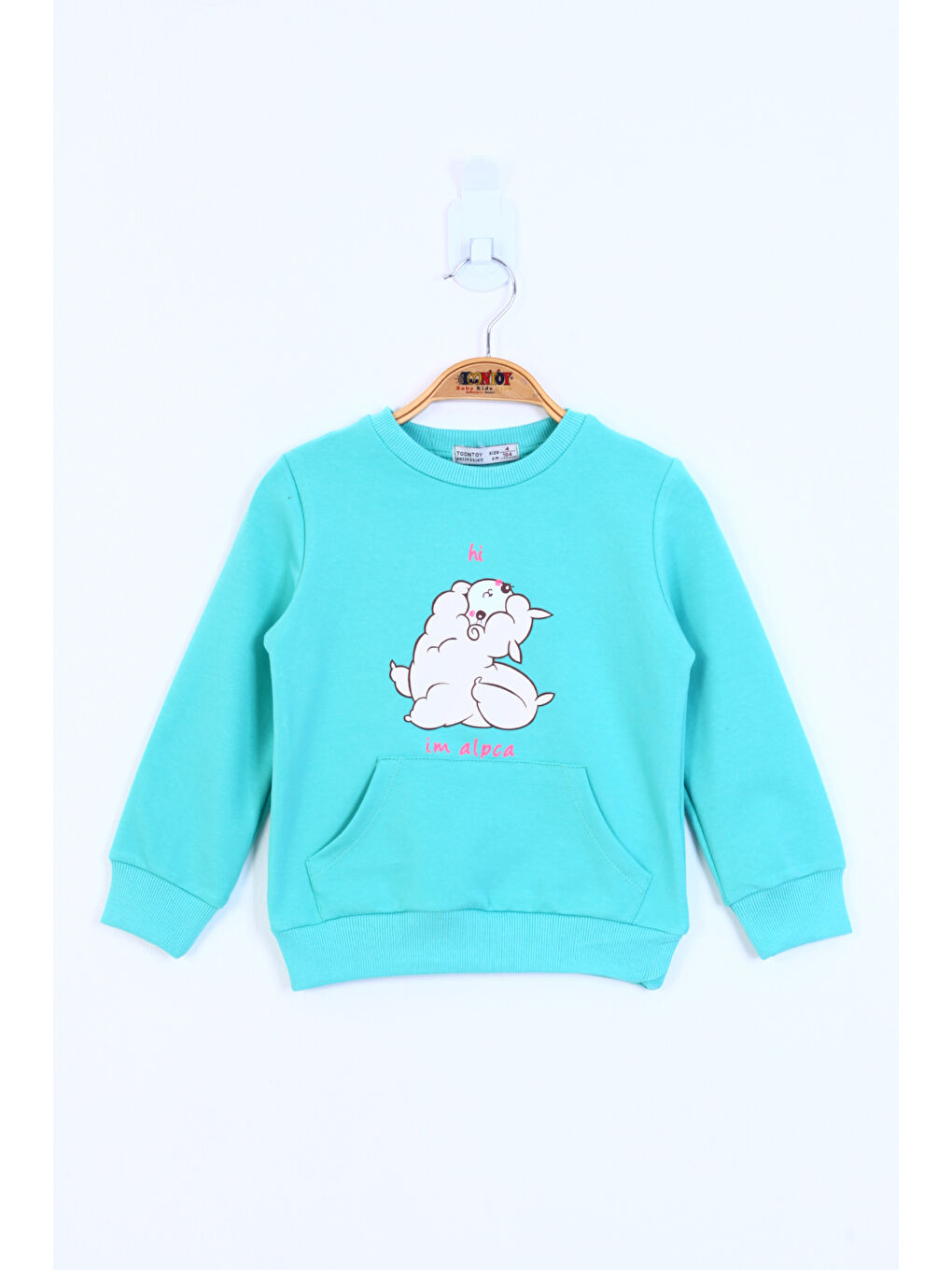 Turkuaz Kız Çocuk Kuzu Baskılı Sweatshirt