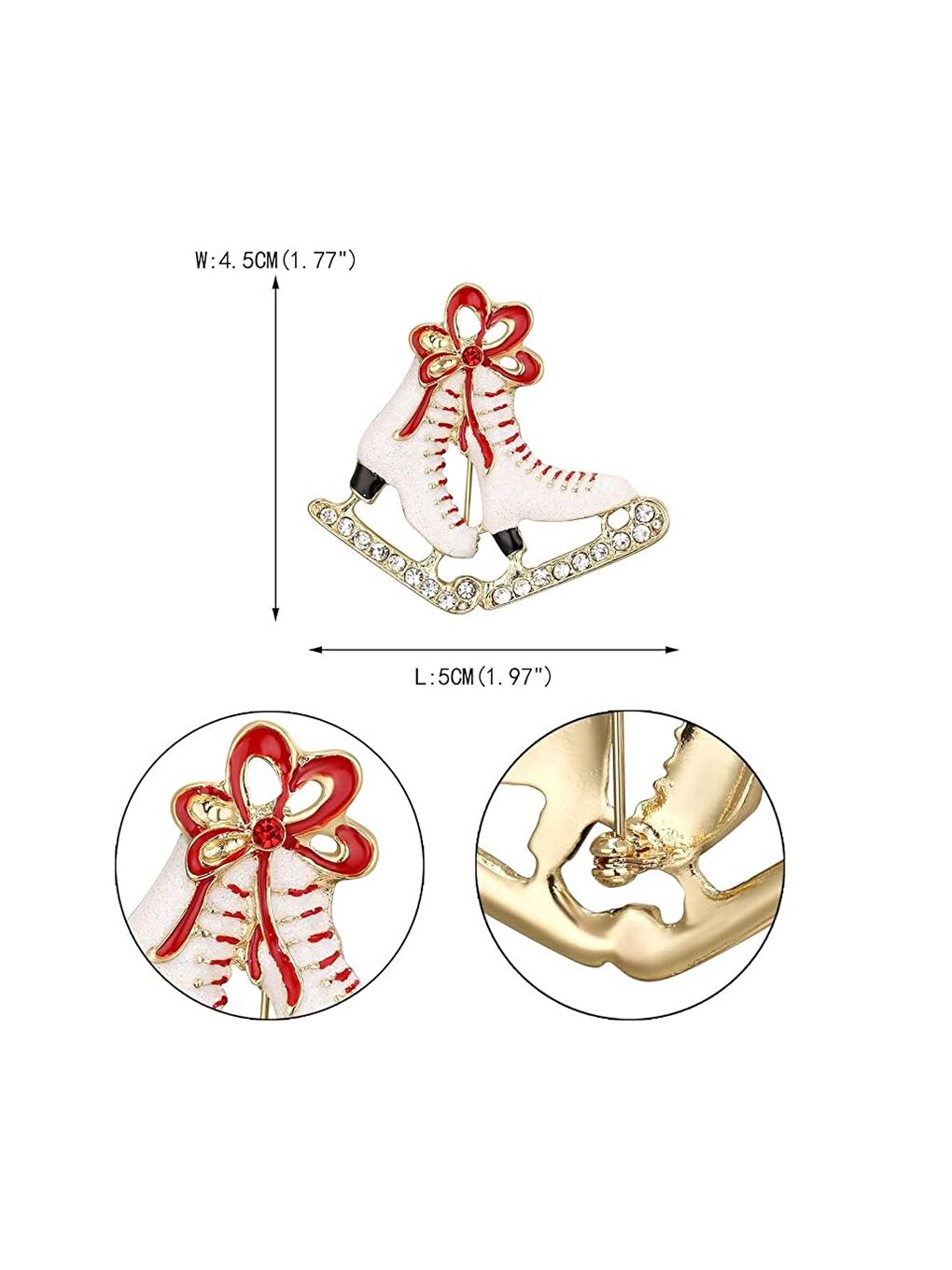 Sarı Yılbaşı Buz Pateni Yaka İğnesi Broş-2