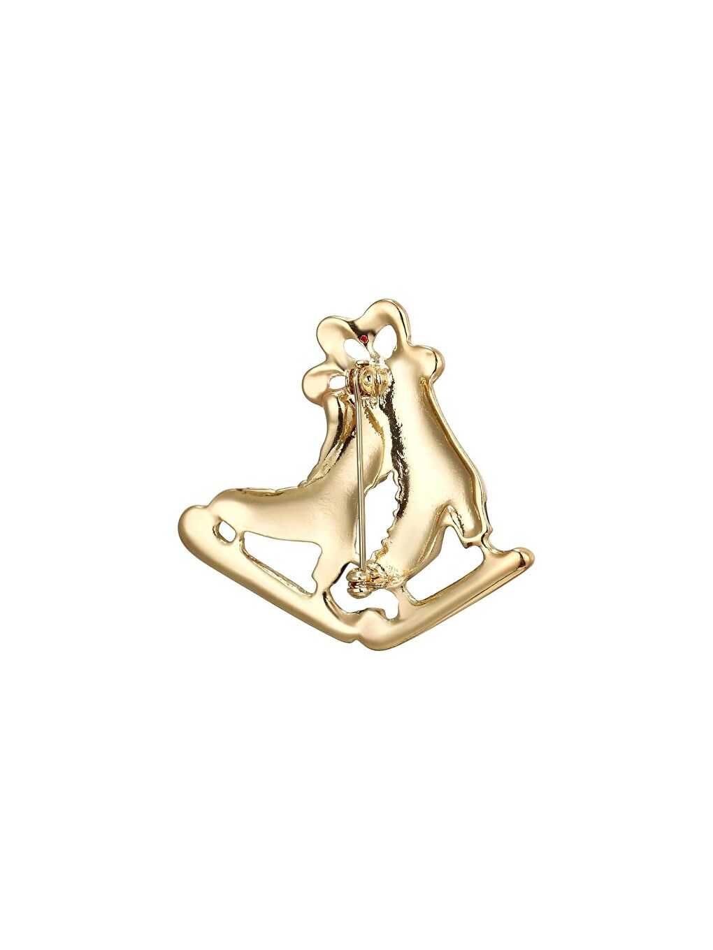 Sarı Yılbaşı Buz Pateni Yaka İğnesi Broş-3