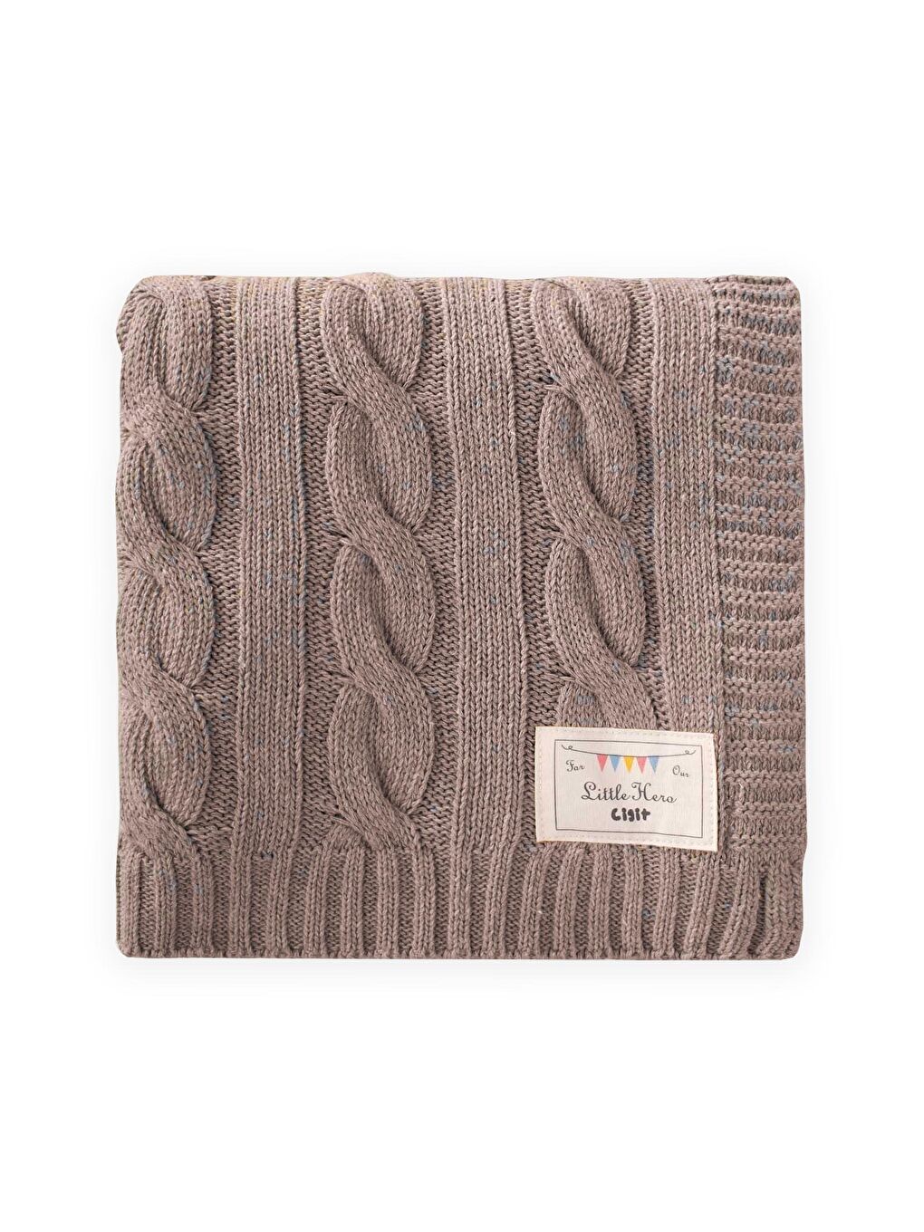 Kahverengi Saç Örgü Triko Battaniye 80X100 Cm (+/-5 Cm) Sütlü Kahve