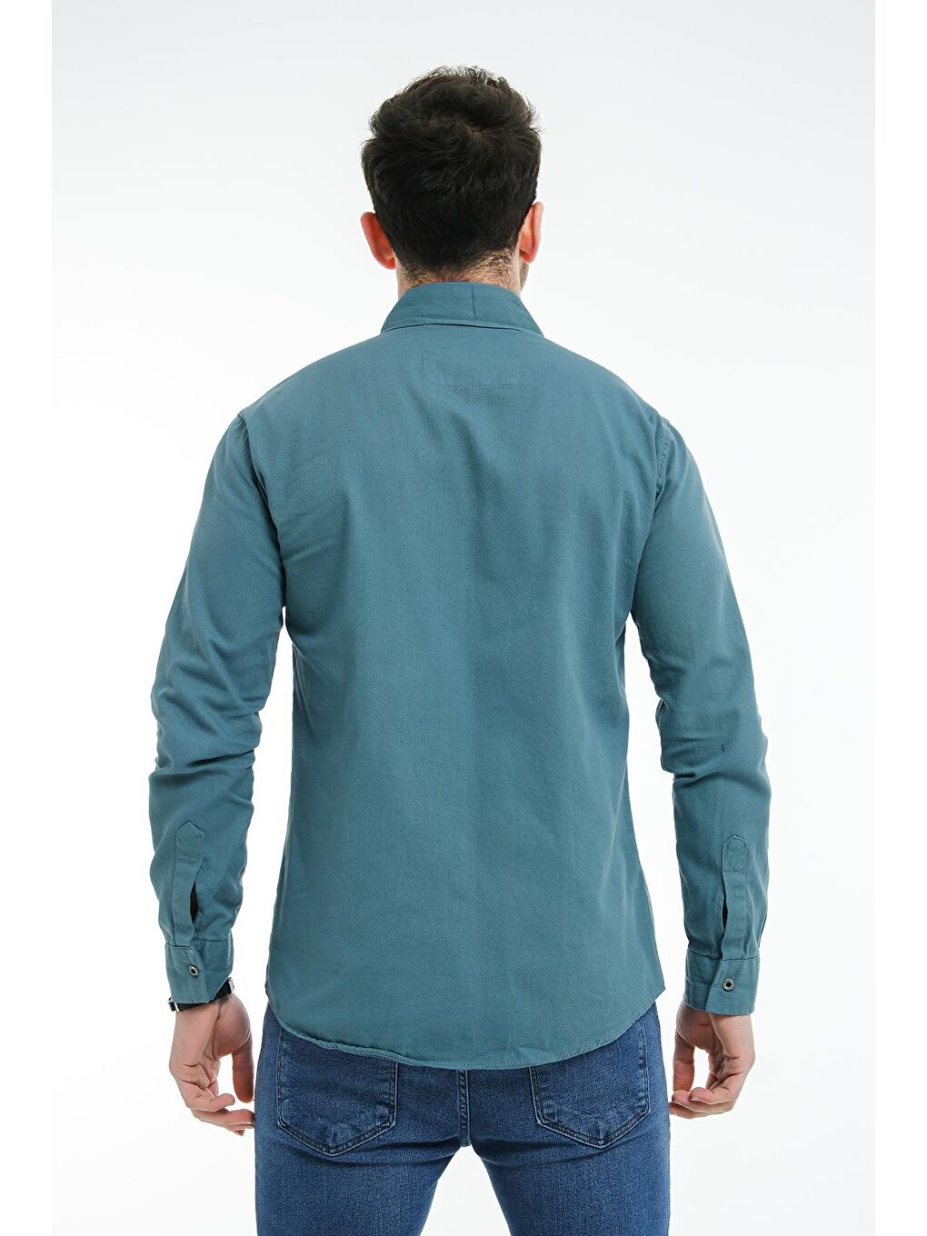 Yeşil Brady Comfort Fit Çift Cep Gabardin Elastanlı Erkek Gömlek-3