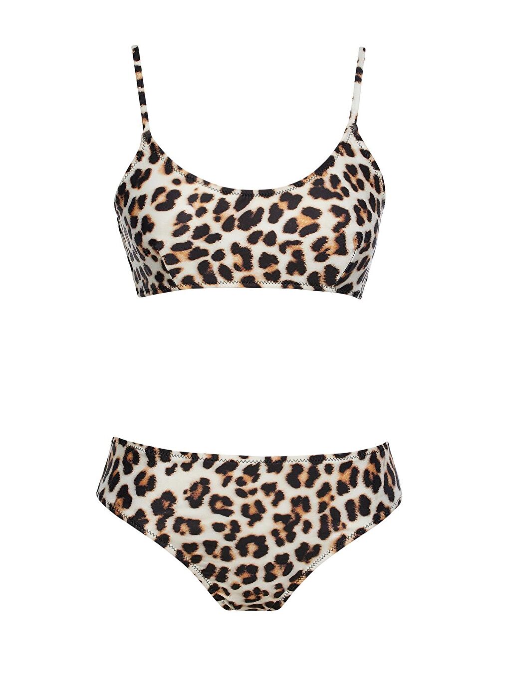 Karışık Yuvarlak Yaka Desenli Bikini Takım