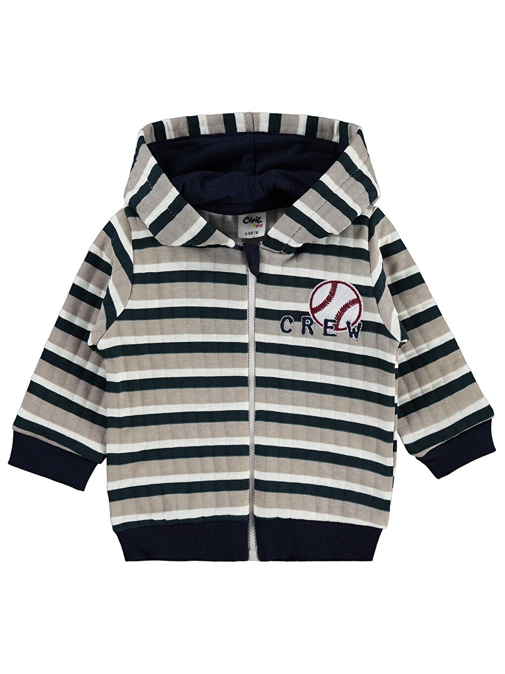 Kahverengi Baby Crew Nakışlı 6-18 Ay Hırka - Bej