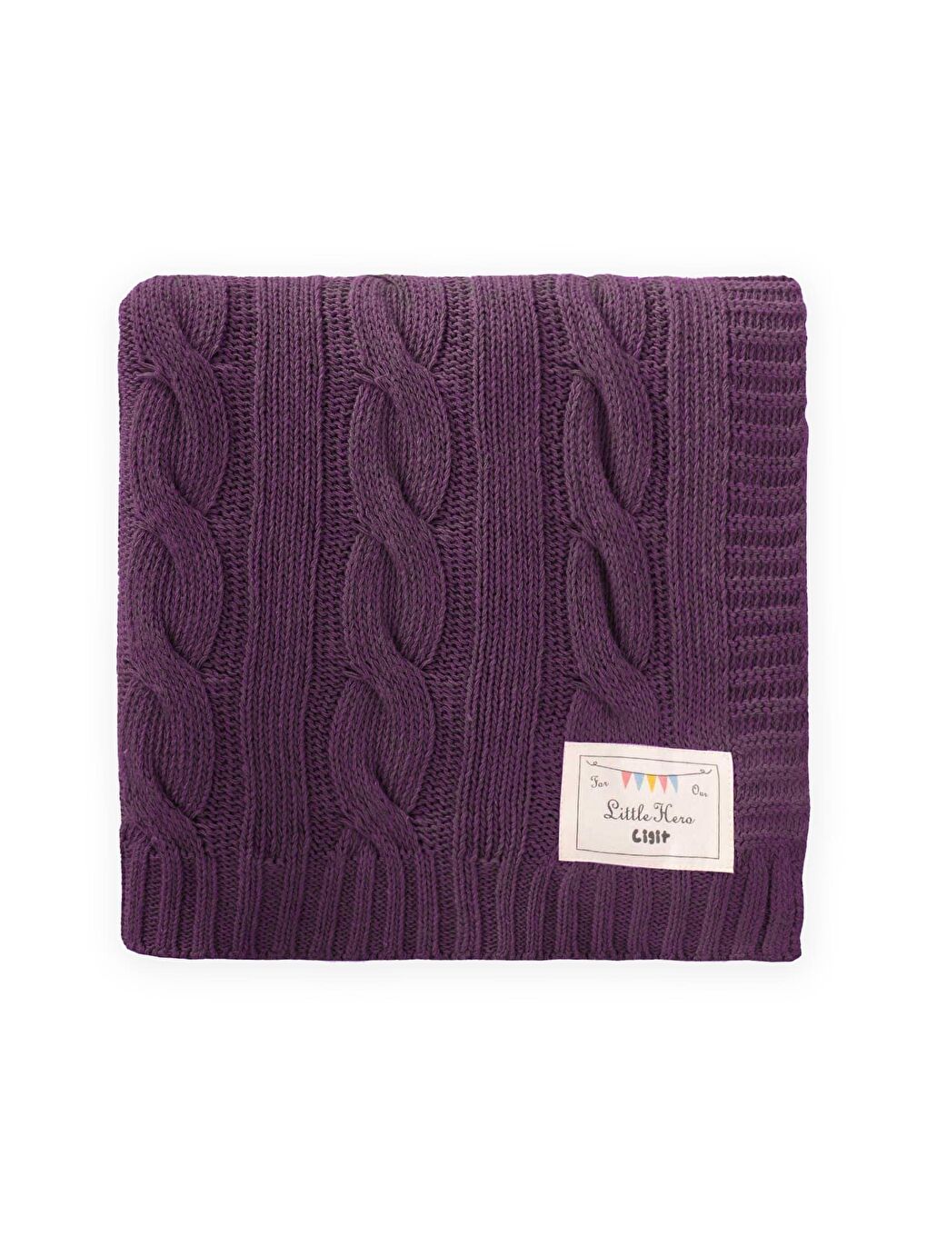 Saç Örgü Triko Battaniye 80X100 Cm (+/-5 Cm) Mor