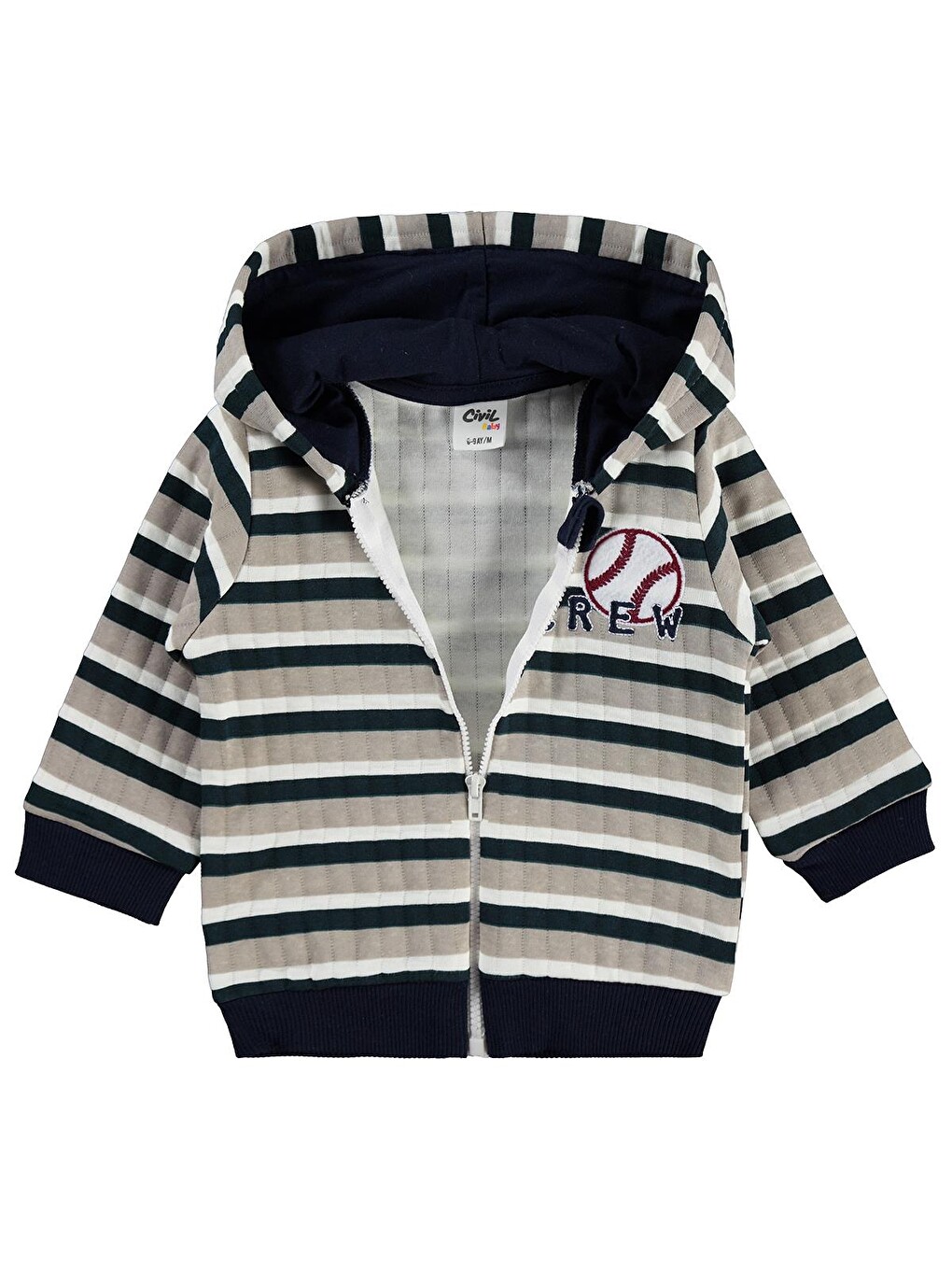 Kahverengi Baby Crew Nakışlı 6-18 Ay Hırka - Bej-1