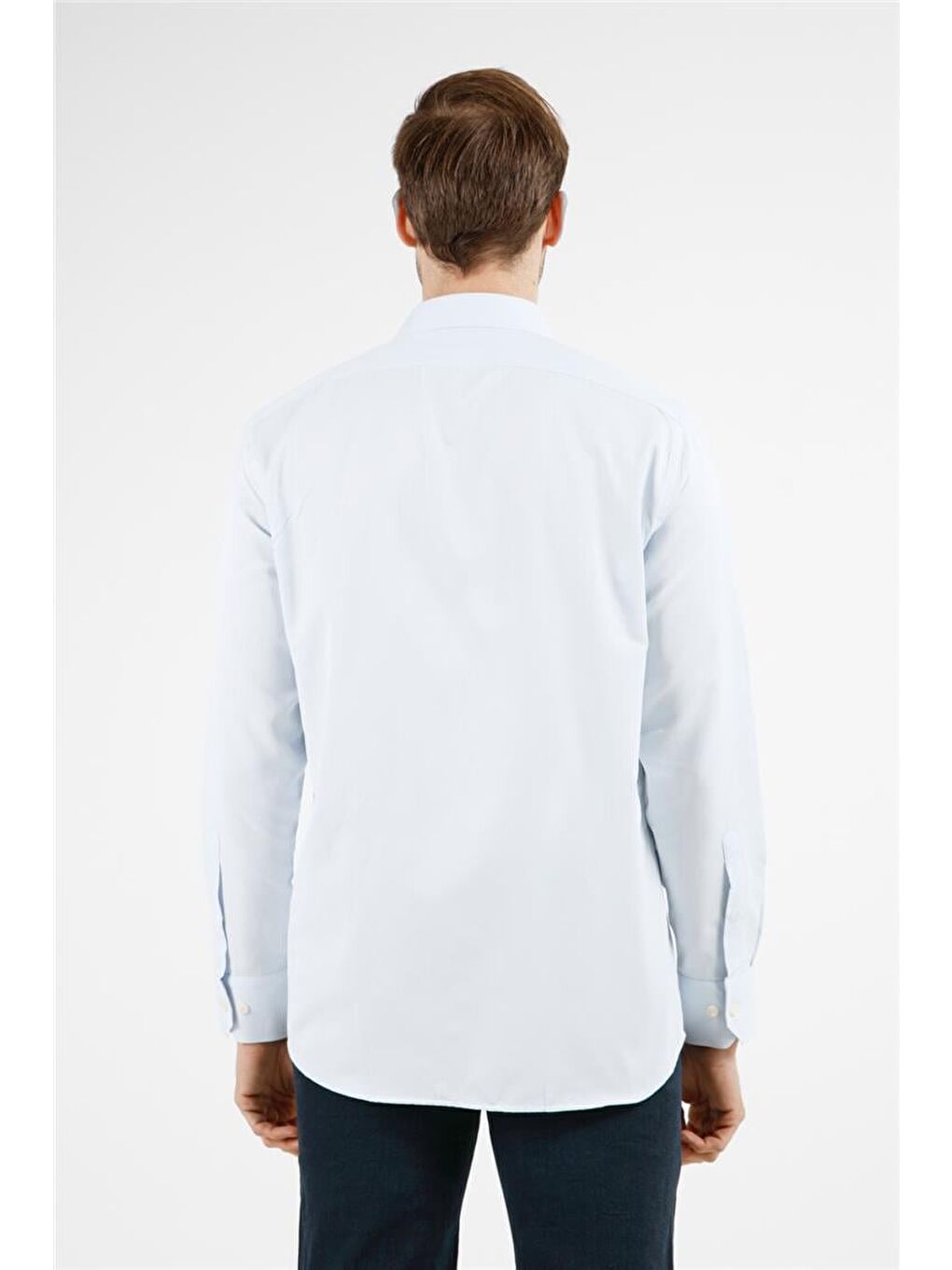 Mavi Çizgili Desen Sert Yaka Uzun Kol Cepli Comfort Fit Pamuklu Gömlek 1004255268-4