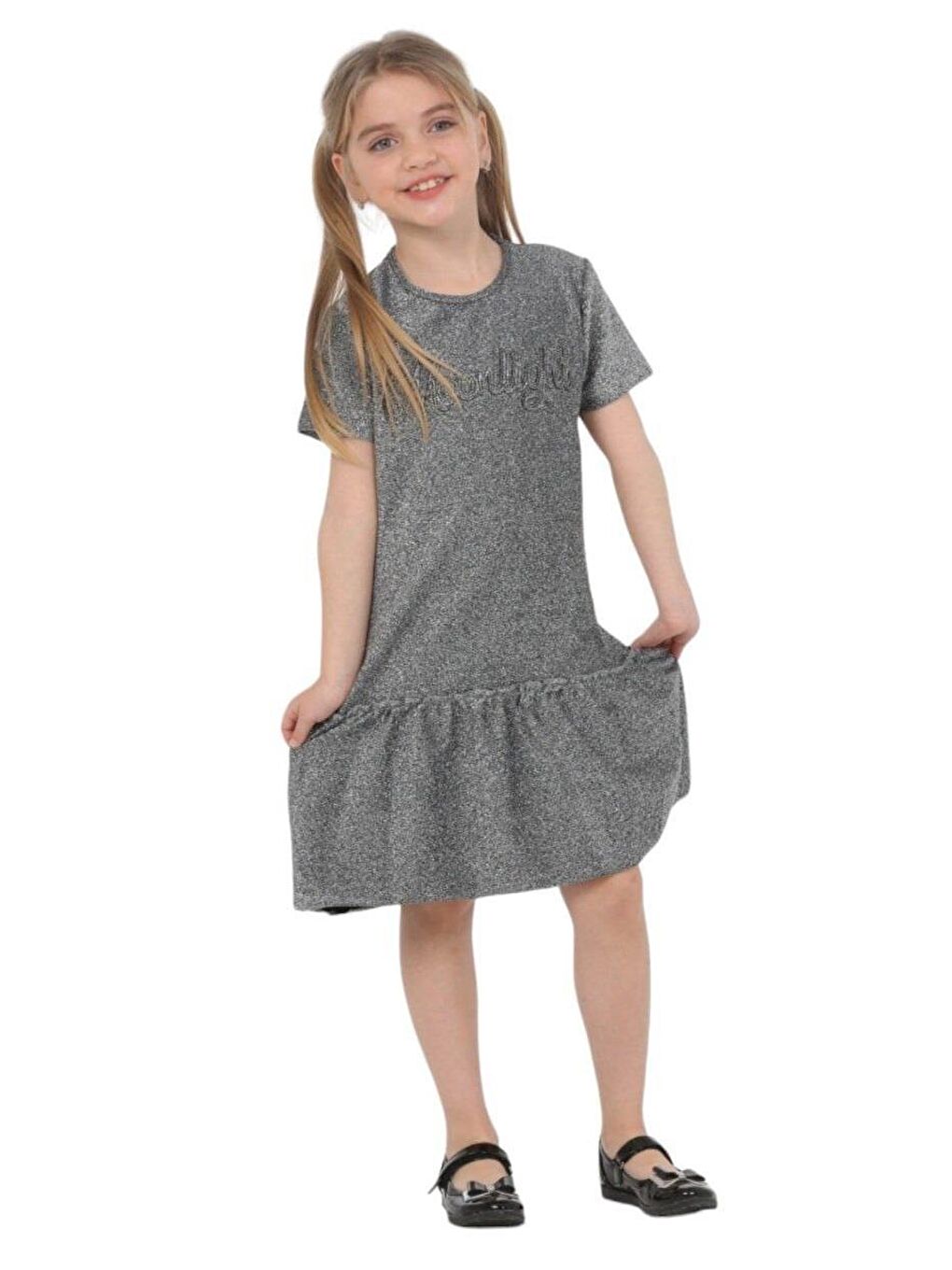 LupiaKids Gri Sparkly Grey Kız Çocuk Elbise LP-23WIN-004