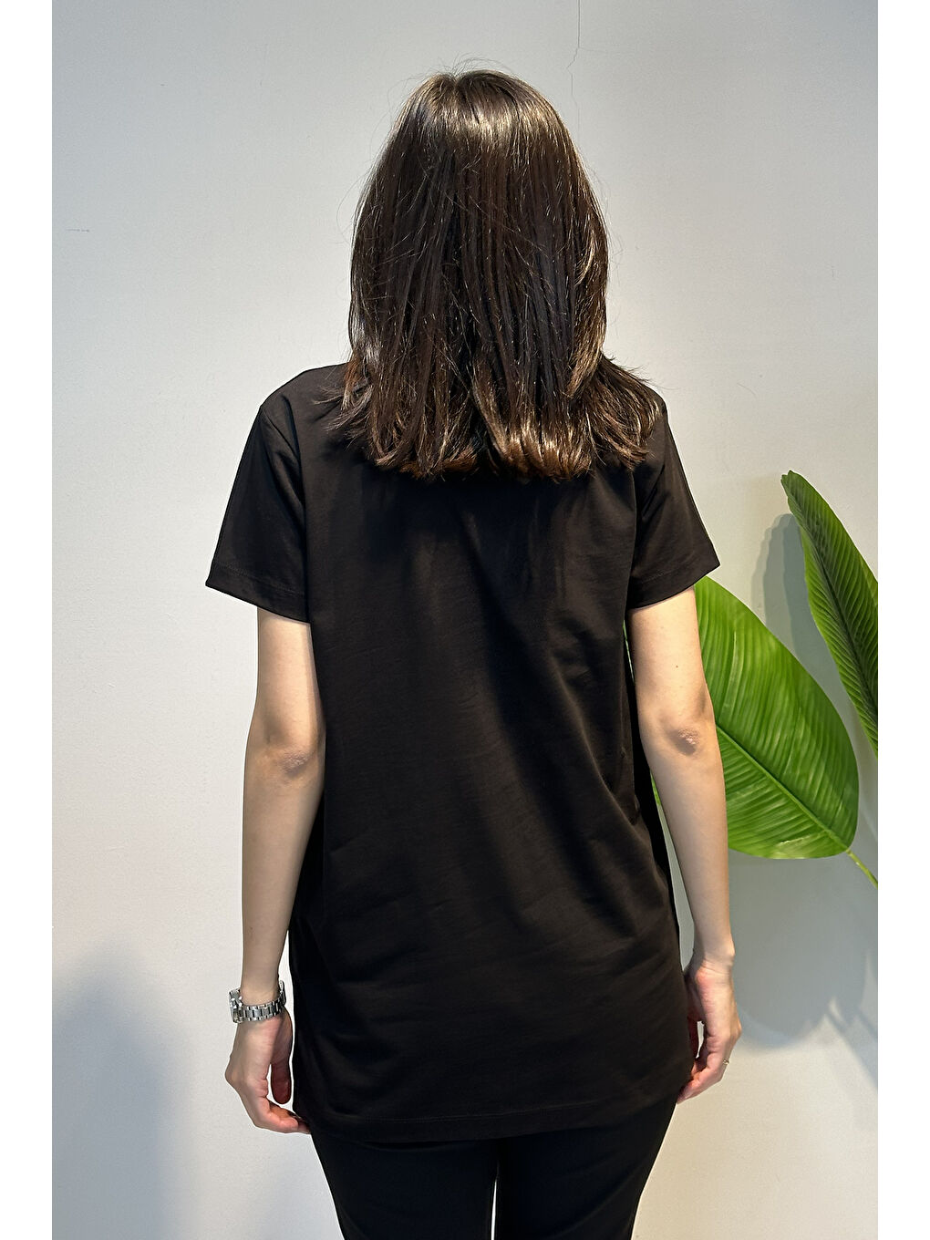 Missemramiss Pamuklu Nakışlı Tshirt Tunik 5360 Siyah-4