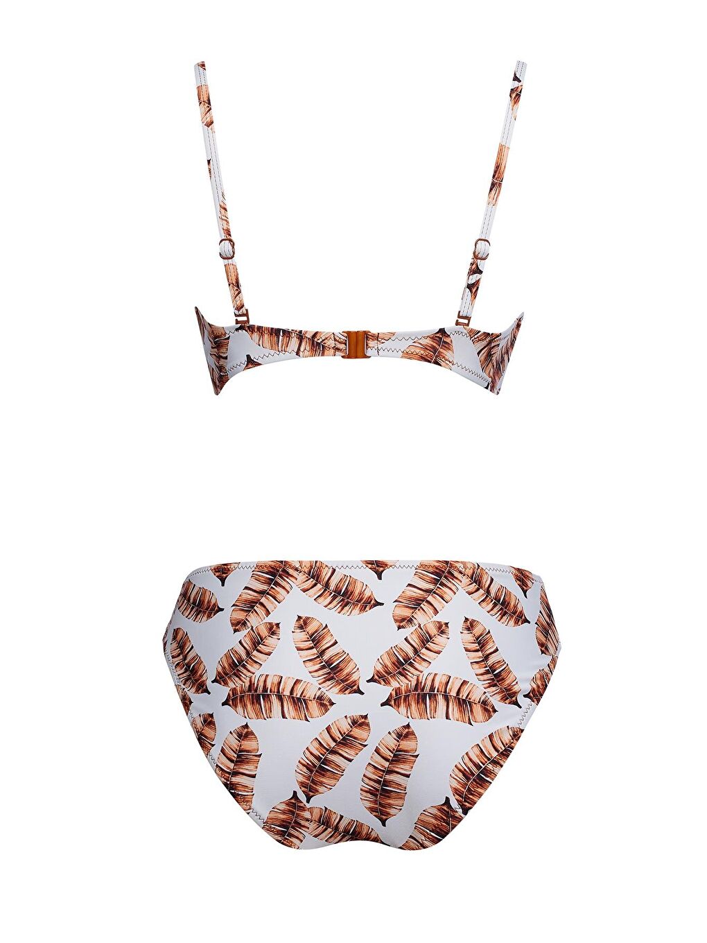 Kahverengi Kaplı Telli Balenli Bikini Takım-1