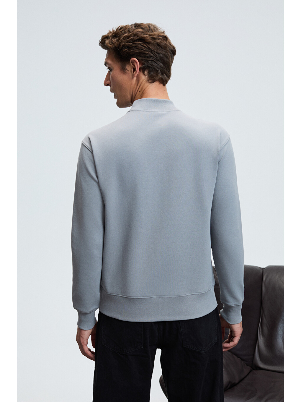 Quılla Erkek Yarım Balıkçı Basic Gri Sweatshirt-6