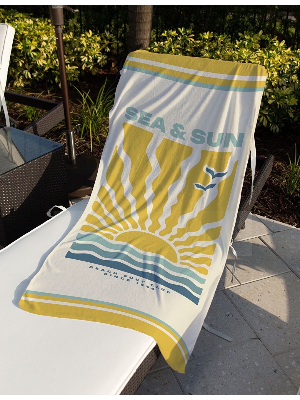 Karışık Bohem,Güneş Desenli Baskılı 75x150 cm Plaj Havlusu-1