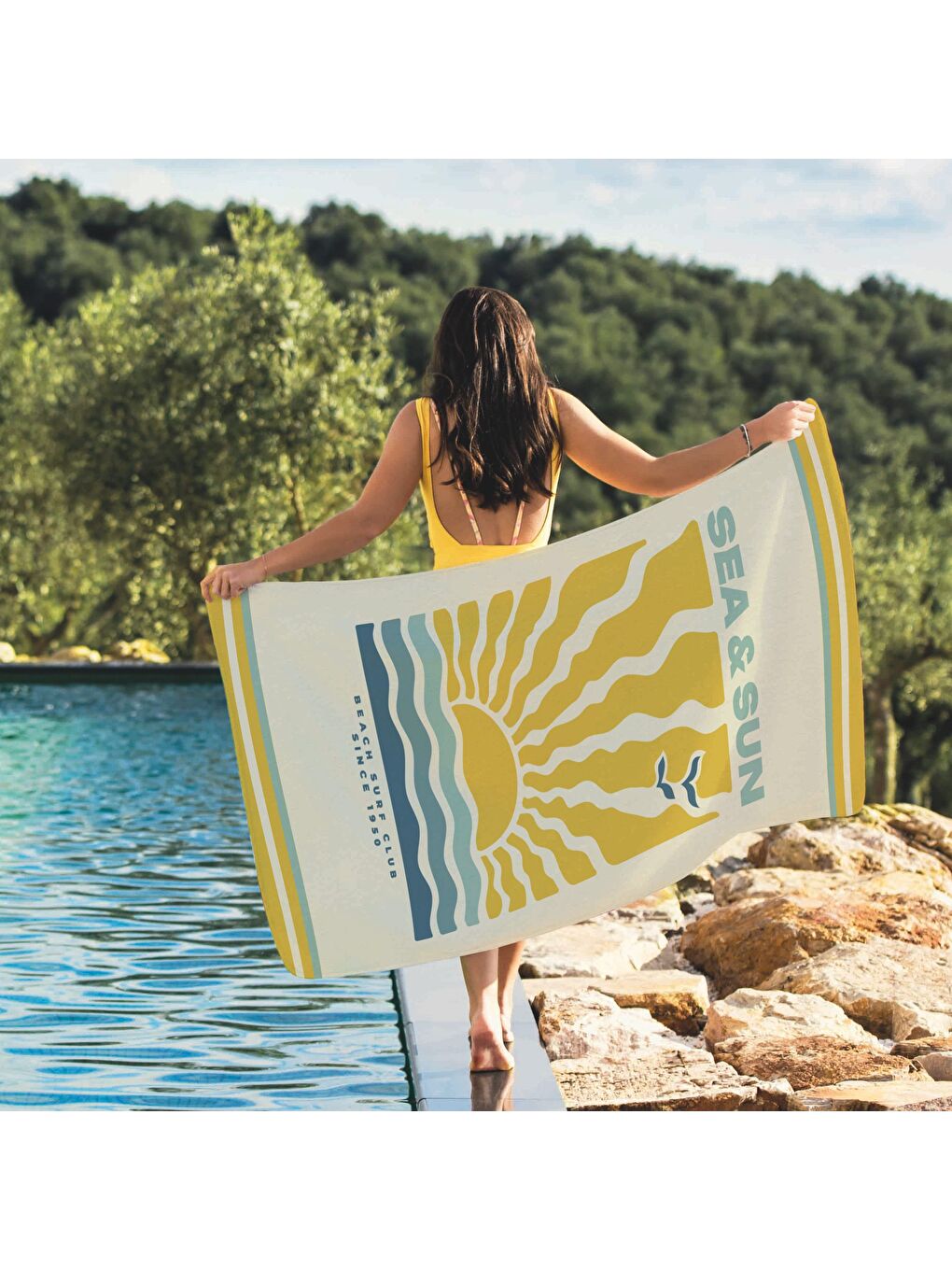 Karışık Bohem,Güneş Desenli Baskılı 75x150 cm Plaj Havlusu-2