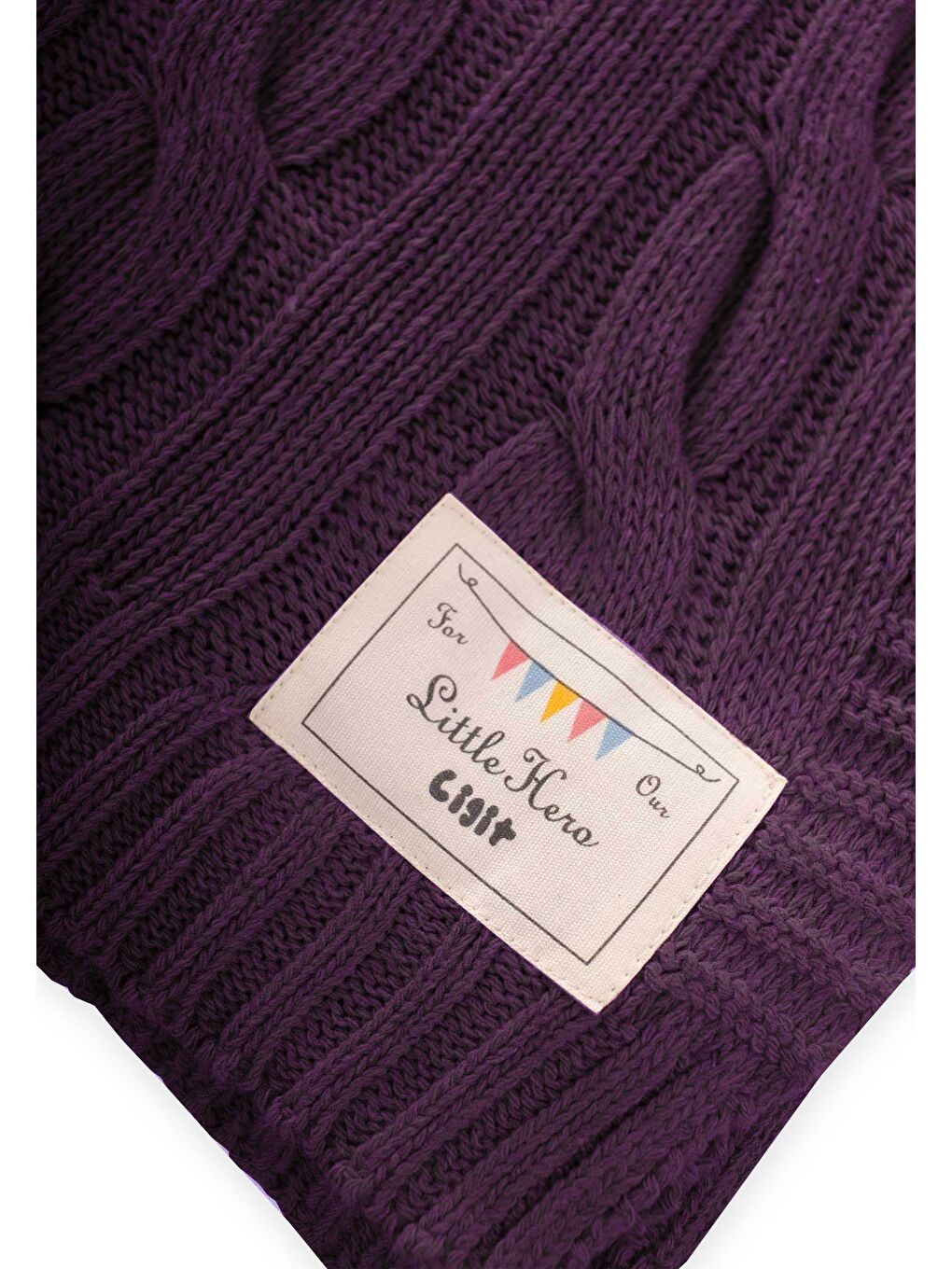 Saç Örgü Triko Battaniye 80X100 Cm (+/-5 Cm) Mor-2