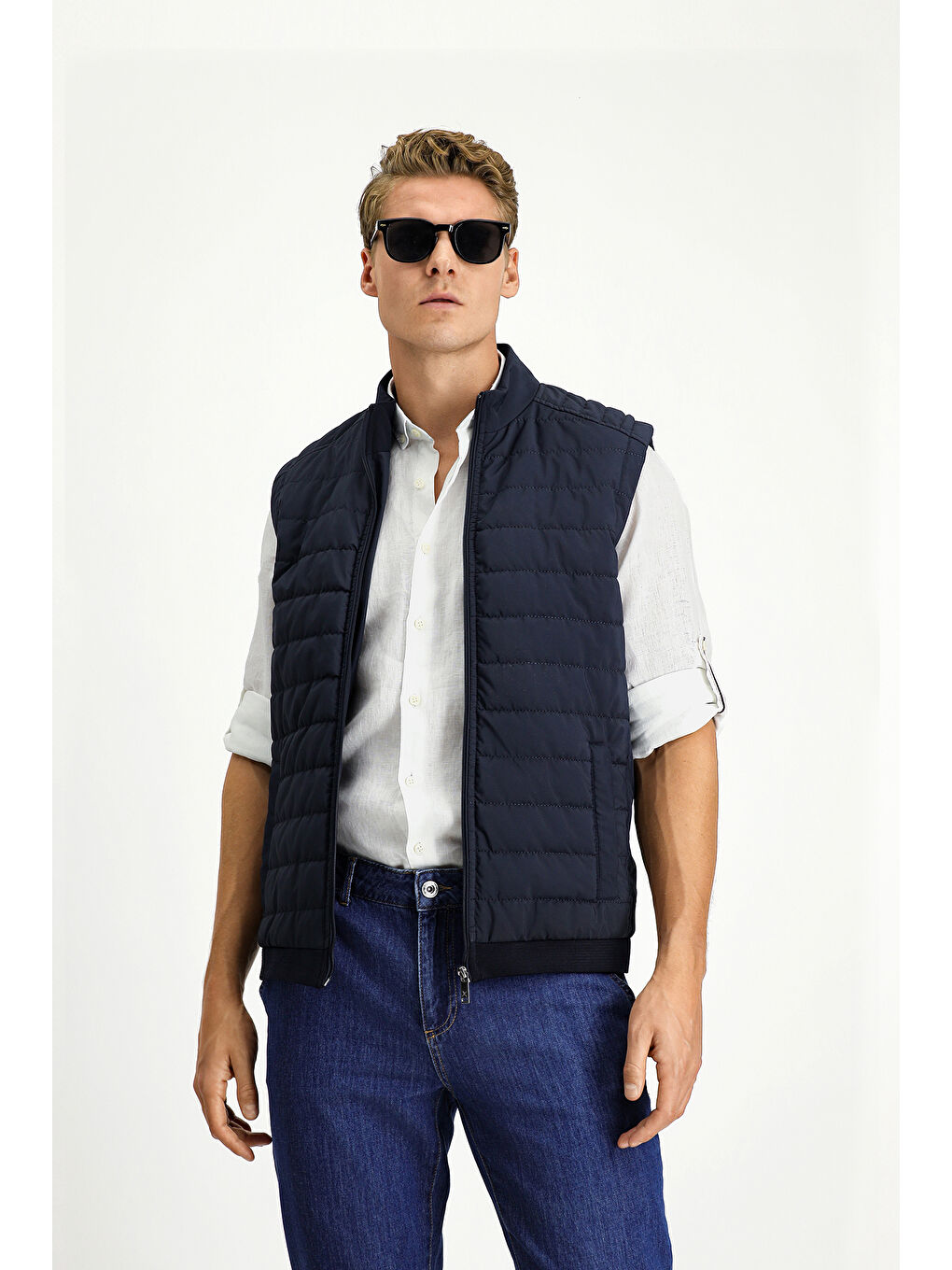 Lacivert Spor Kapitone Yelek