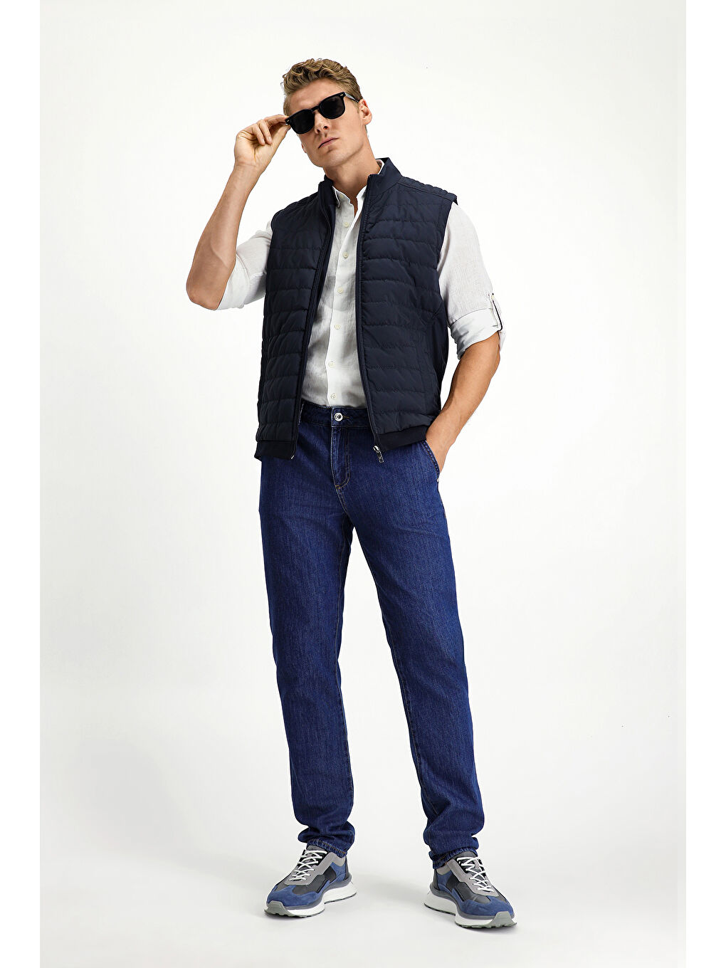 Lacivert Spor Kapitone Yelek-1