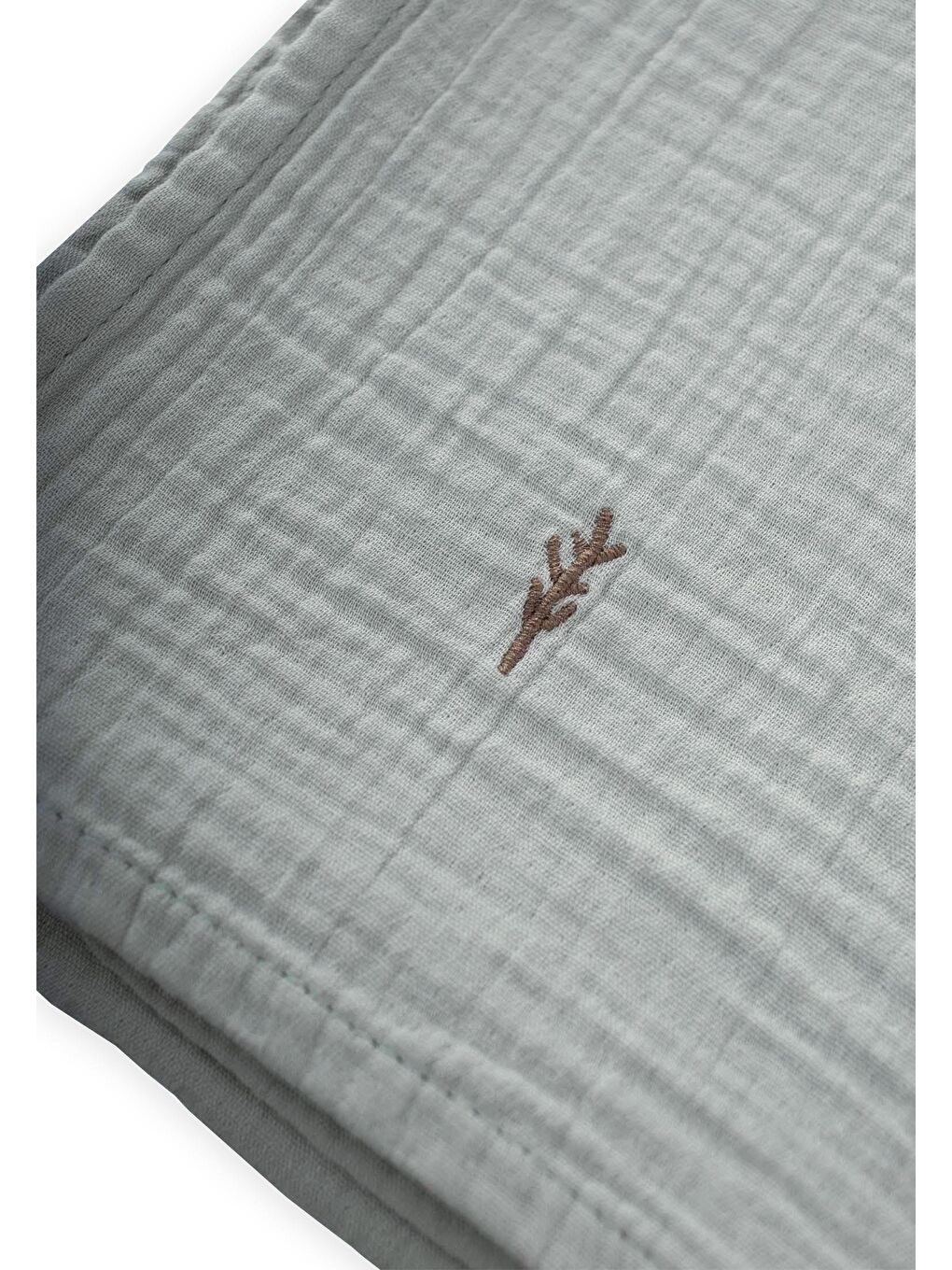 Turkuaz Nakışlı Müslin Battaniye 90X100 Cm Su Yeşili-2