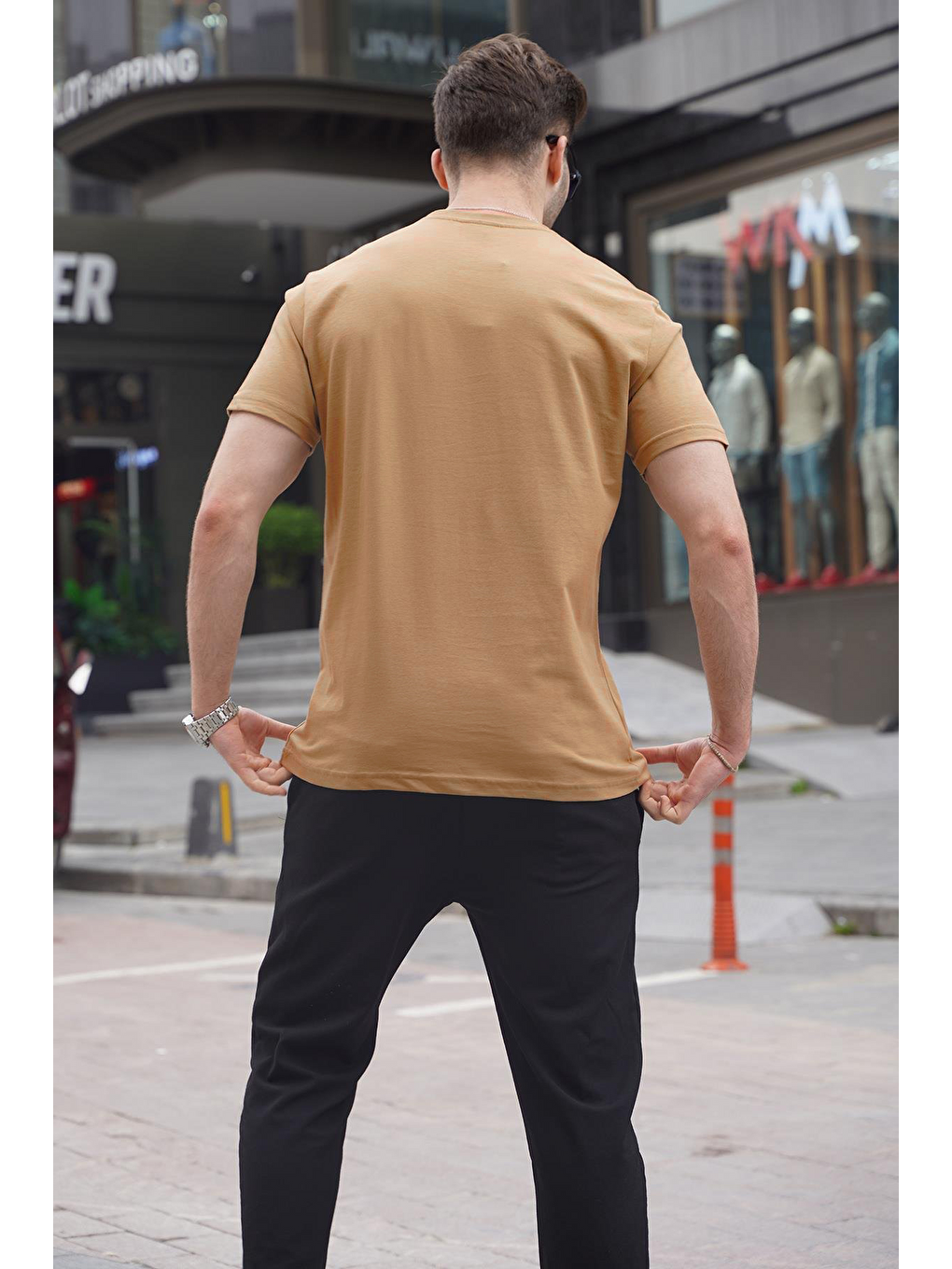 Bej Vizon Regular Fit Basic Erkek Tişört 6131-1