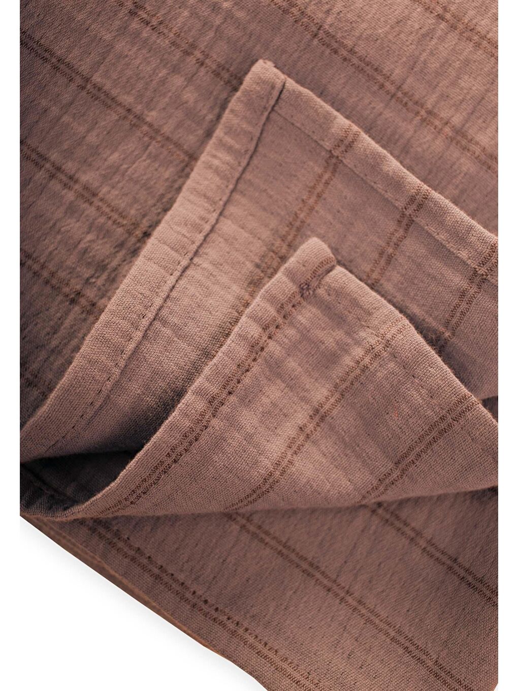 Kahverengi Naturel Battaniye 90X100cm Kahve Çift Çizgili-2