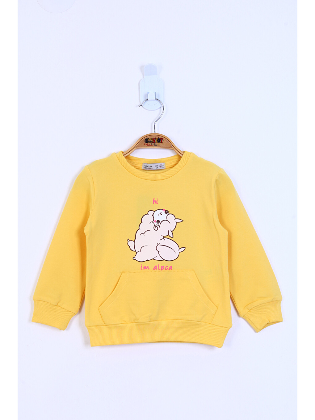 Sarı Kız Çocuk Kuzu Baskılı Sweatshirt
