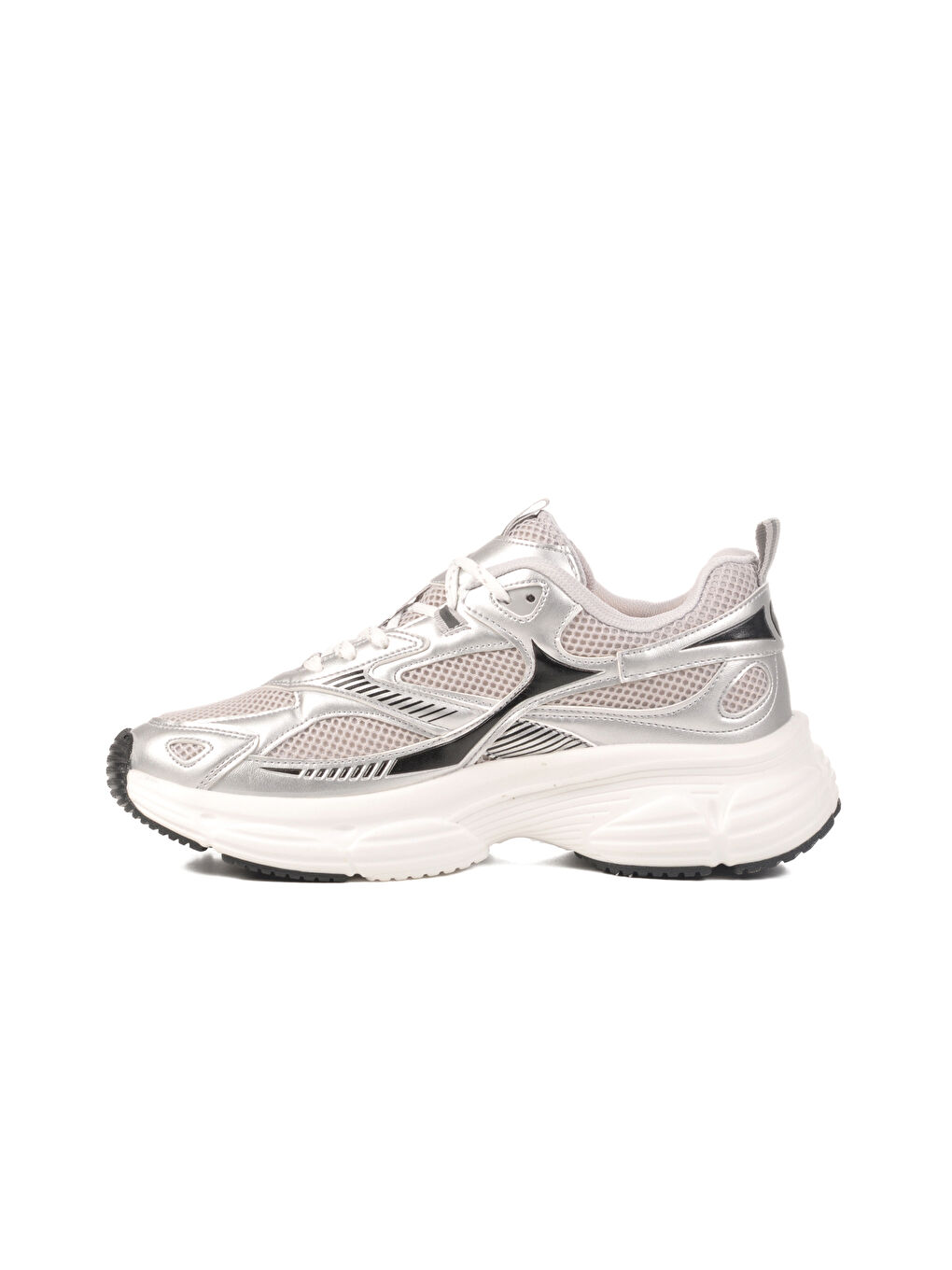 Gri Gümüş Fileli Hafif Kadın Spor Ayakkabı GS-251-530 G-1