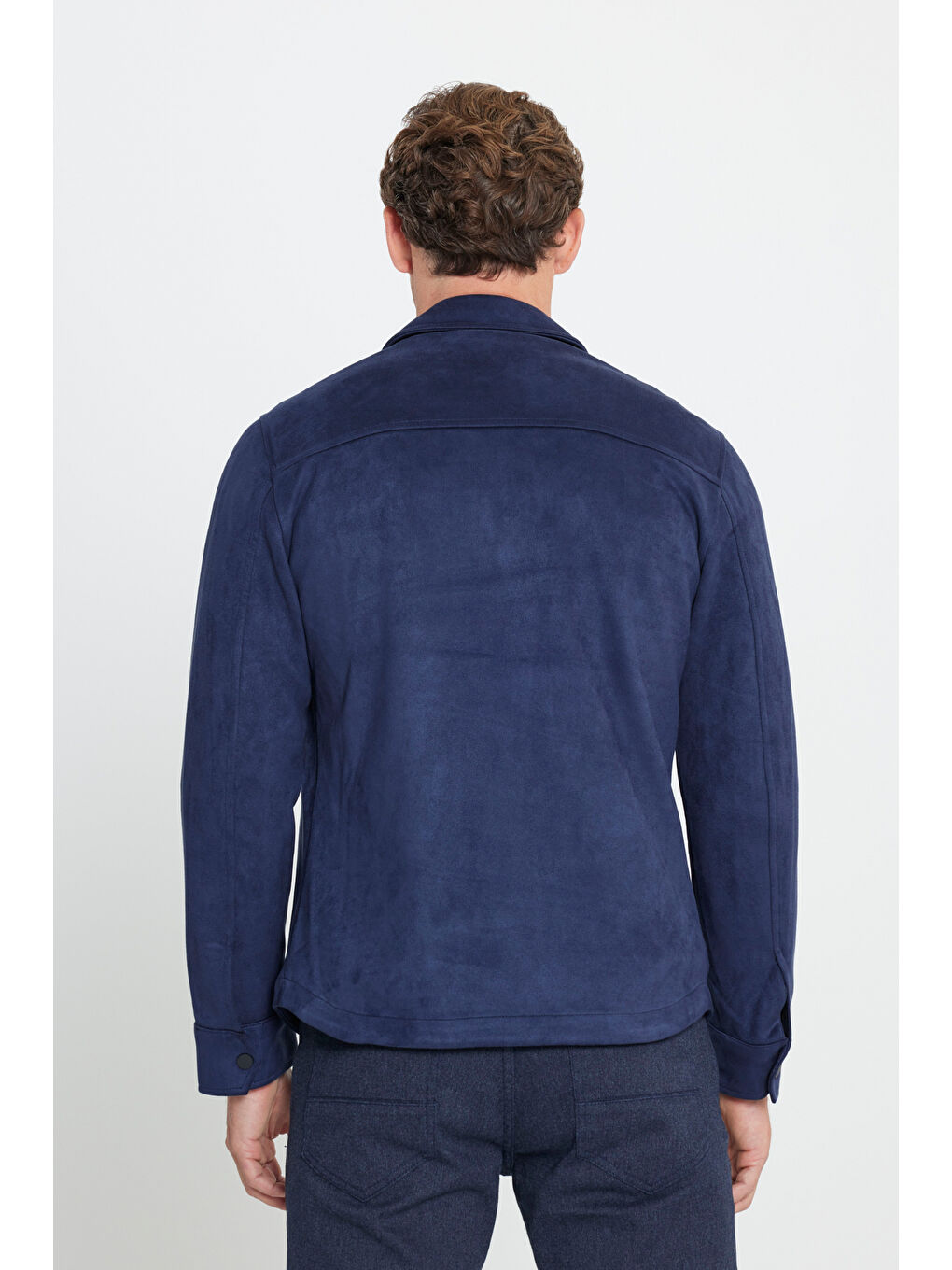 Erkek Lacivert Standart Fit Normal Kesim Gömlek Yaka Mont-5