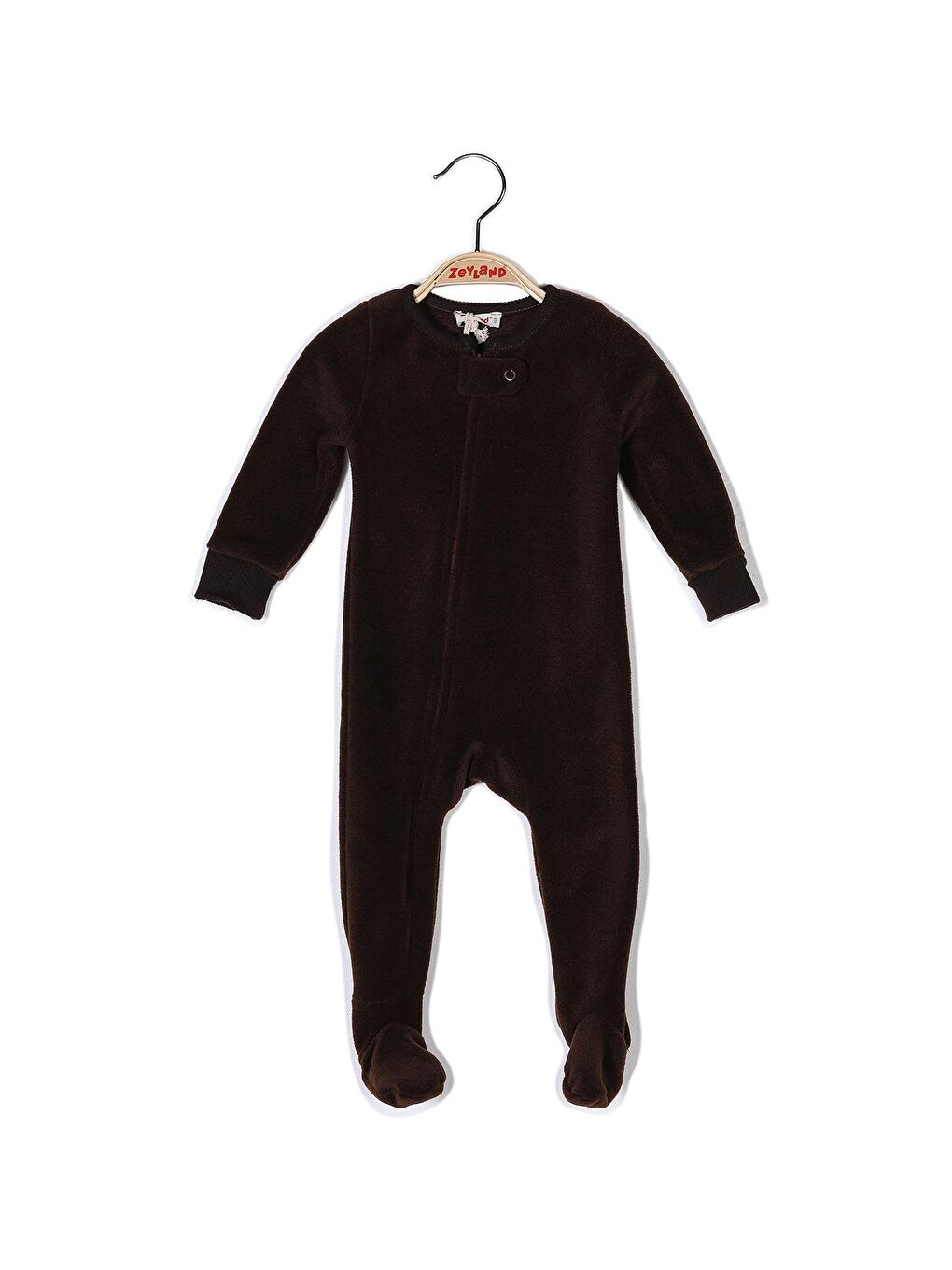 Kahverengi Erkek Bebek Fermuarlı Polar Tulum