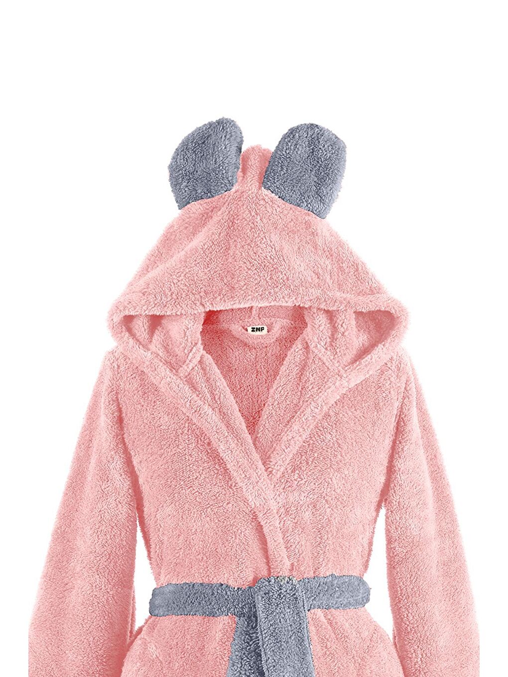 Znp Home Pudra Pembe Fleece   Kapüşonlu Wellsoft Pelüş Sabahlık   Robdeşambr    Bornoz - 1