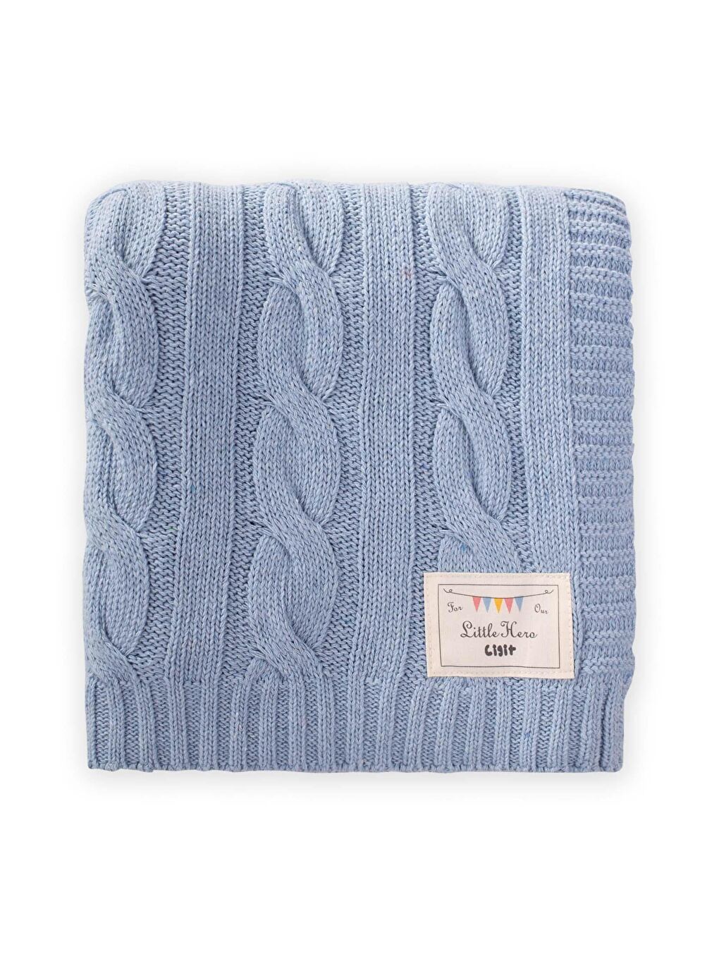 Saç Örgü Triko Battaniye 80X100 Cm (+/-5 Cm) Açık Mavi