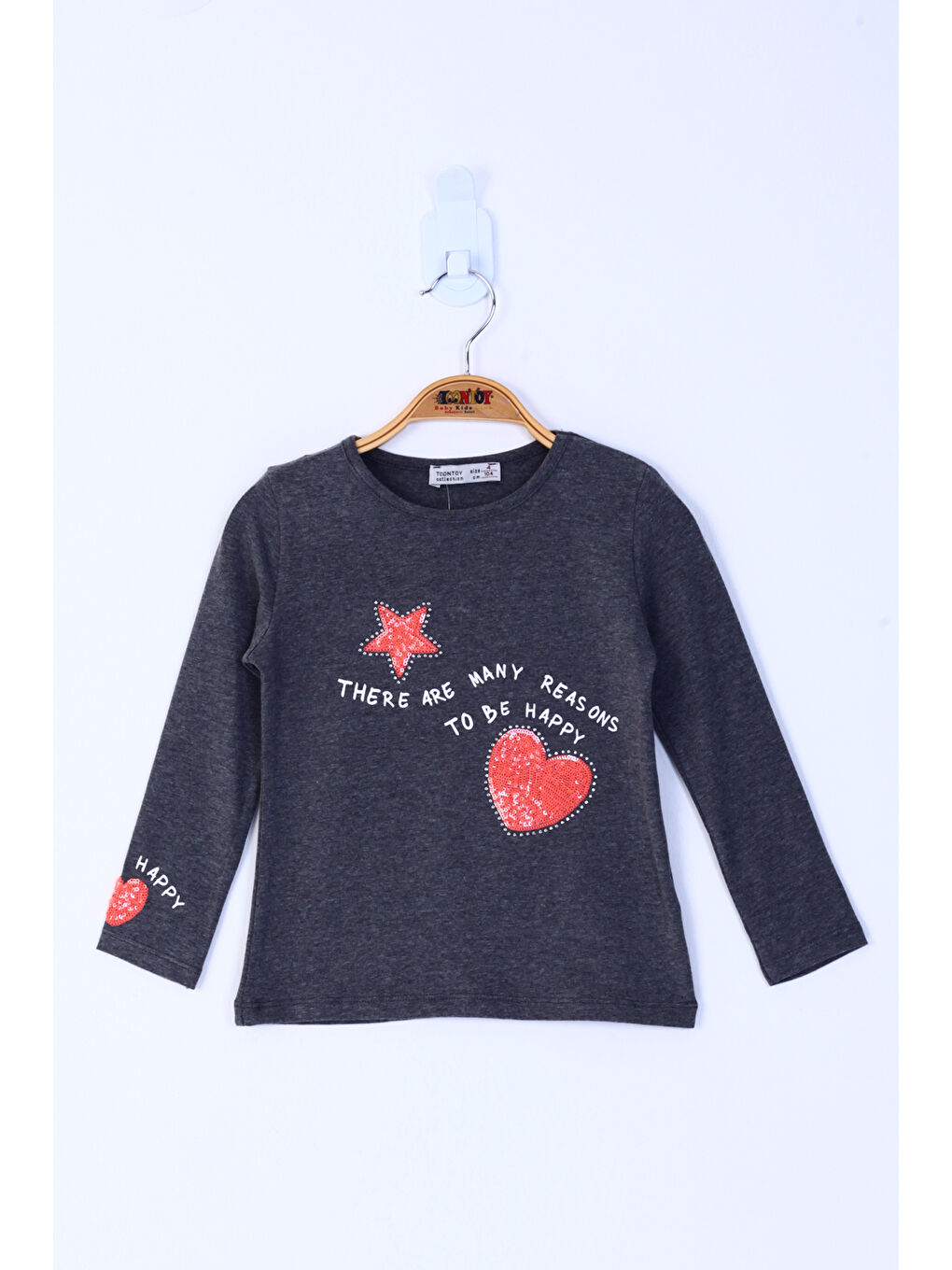 Antrasit Kız Çocuk Pul İşlemeli Sweatshirt-1