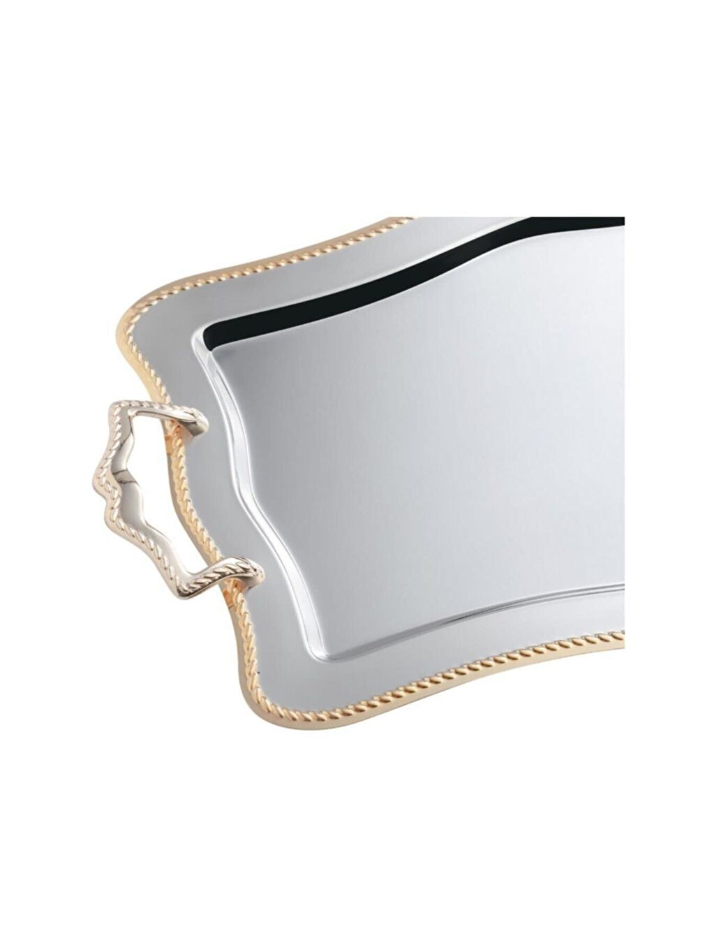 Sarı Zincir Altın Sade Çelik Çay Tepsi-1