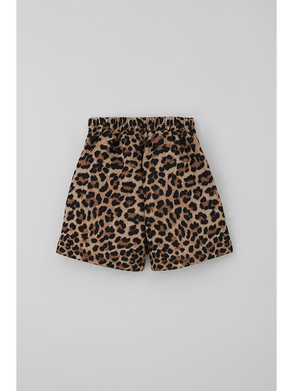 Kız Çocuk Şort Etek Leopar Desenli Düğme Aksesuarlı Kahverengi (6-12 Yaş)-1