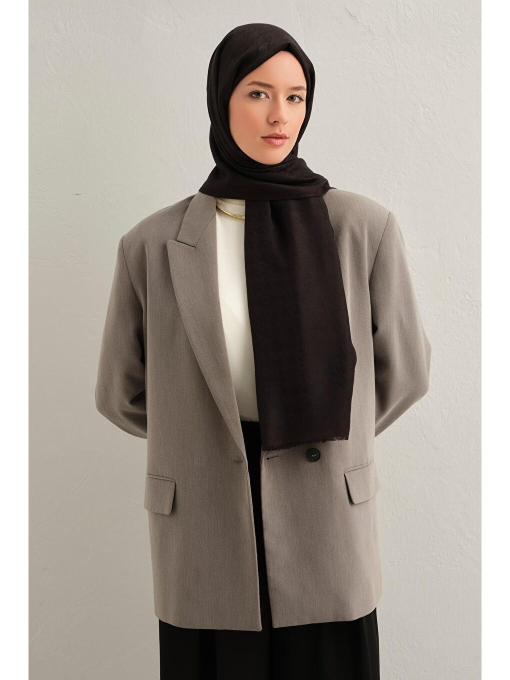 Kahverengi Viscon Kazayağı Desen Şal 05-1